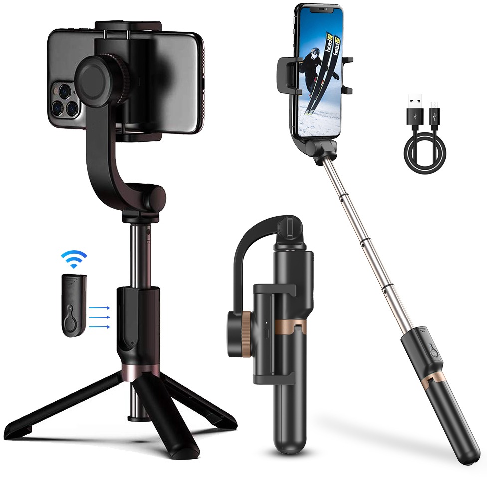 Apexel Single-Axis Mobile Gimbal Stablizér & Selfie Stick Tripod