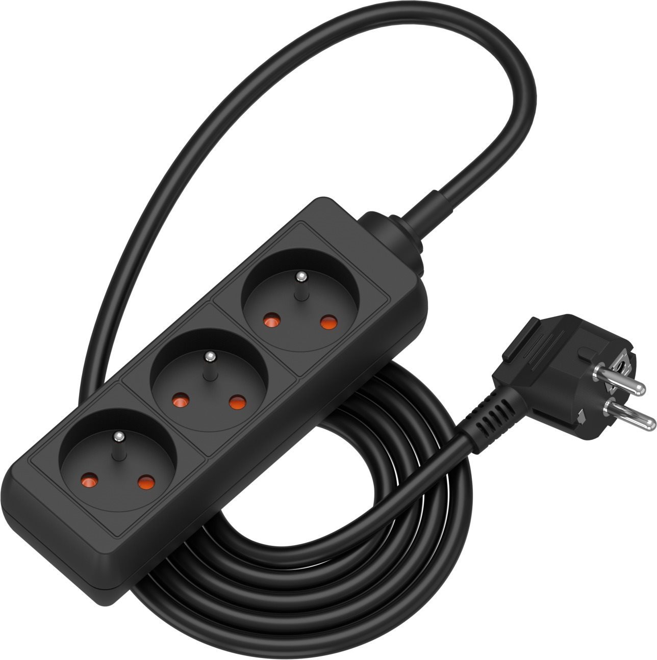 AlzaPower predlžovací prívod 230V 3 zásuvky 1.5 m čierny