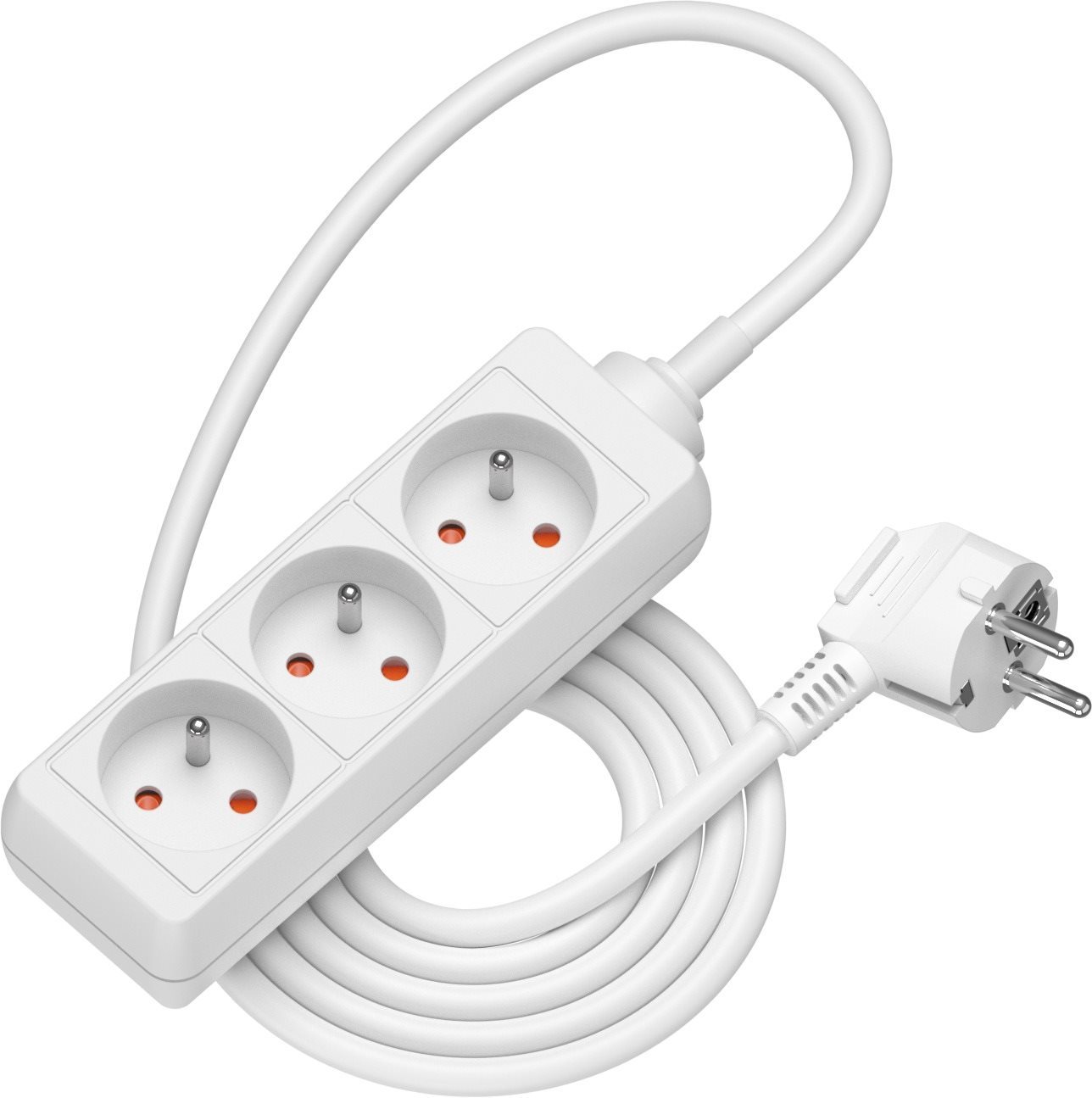 AlzaPower predlžovací prívod 230V 3 zásuvky 1.5 m biely