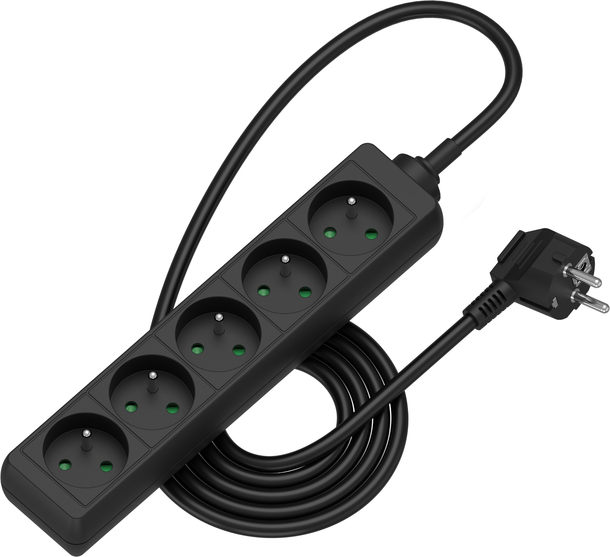 AlzaPower predlžovací prívod 230 V 5 zásuviek 1,5 m čierny