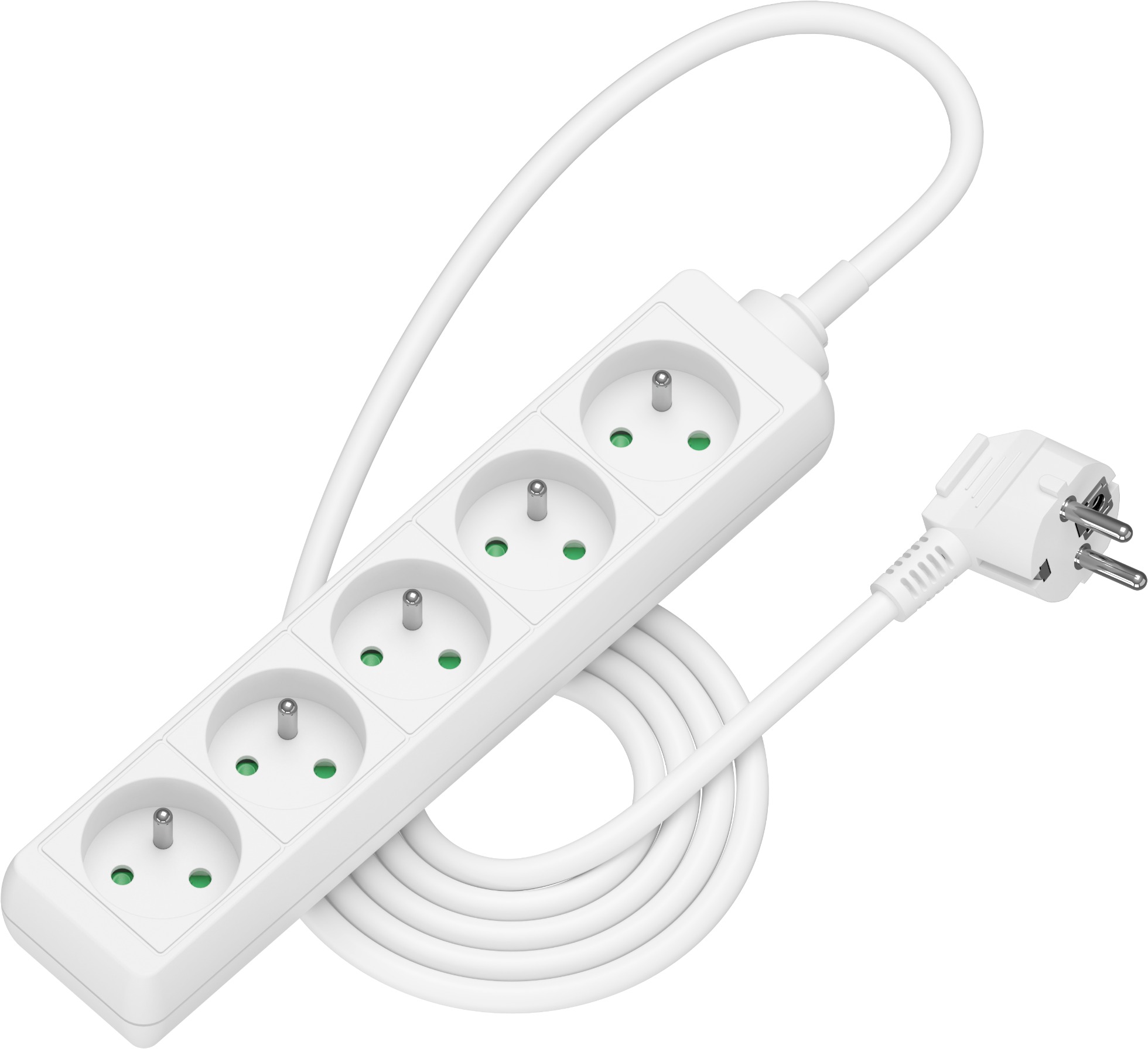 AlzaPower predlžovací prívod 230 V 5 zásuviek 1,5 m biely