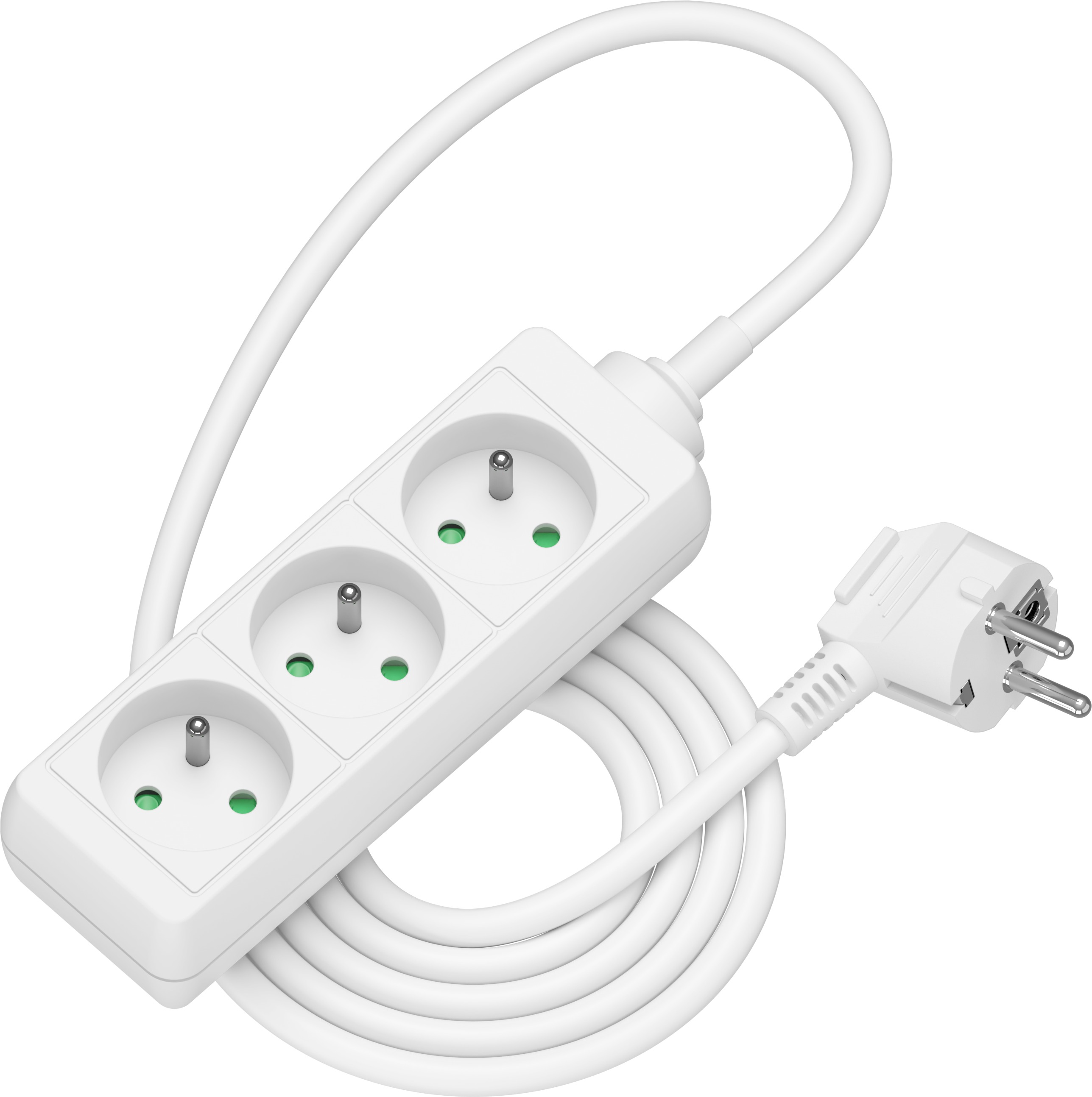 AlzaPower predlžovací prívod 230 V 3 zásuvky 2 m biely