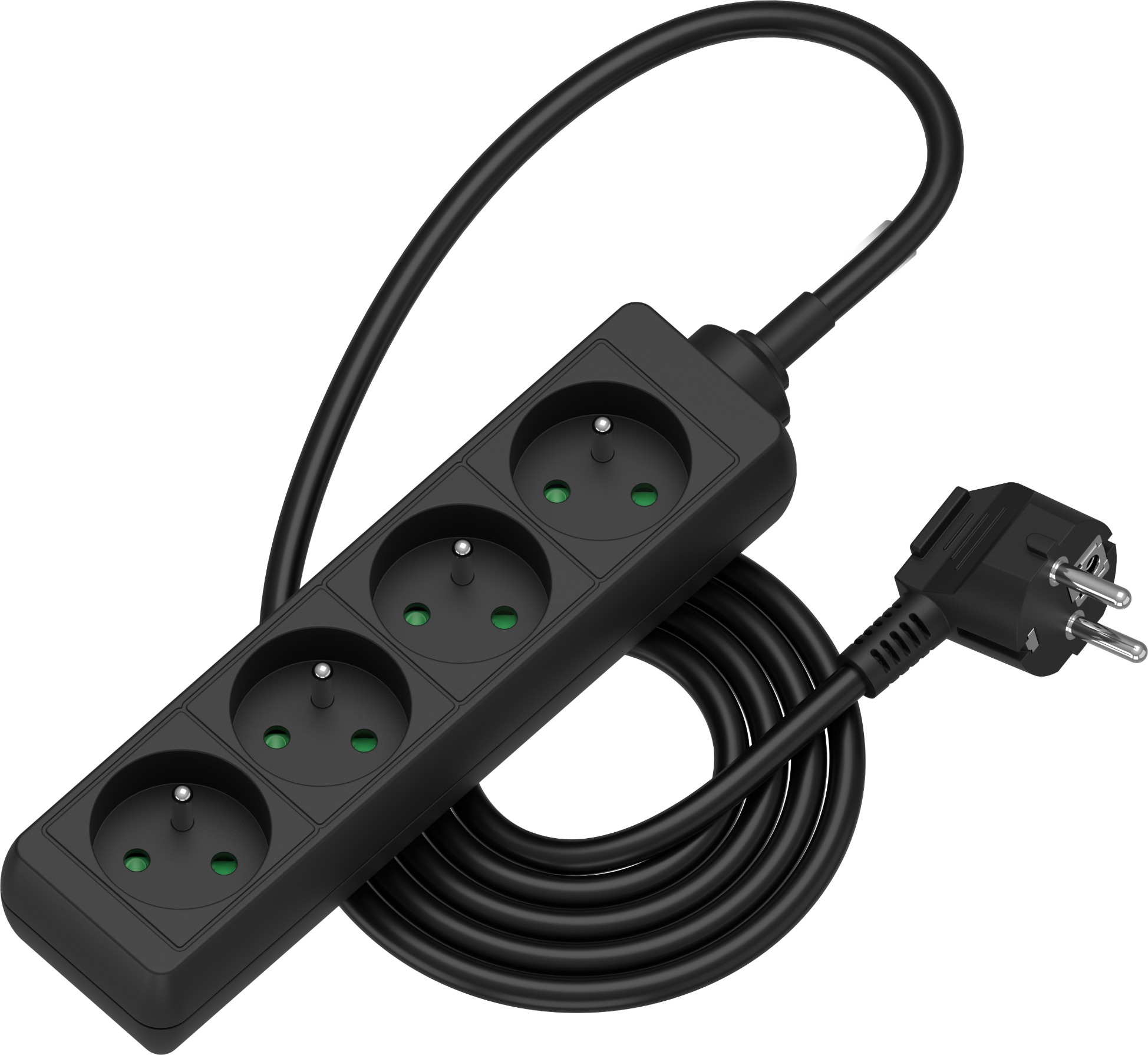 AlzaPower predlžovací prívod 230 V 4 zásuvky 2 m čierny