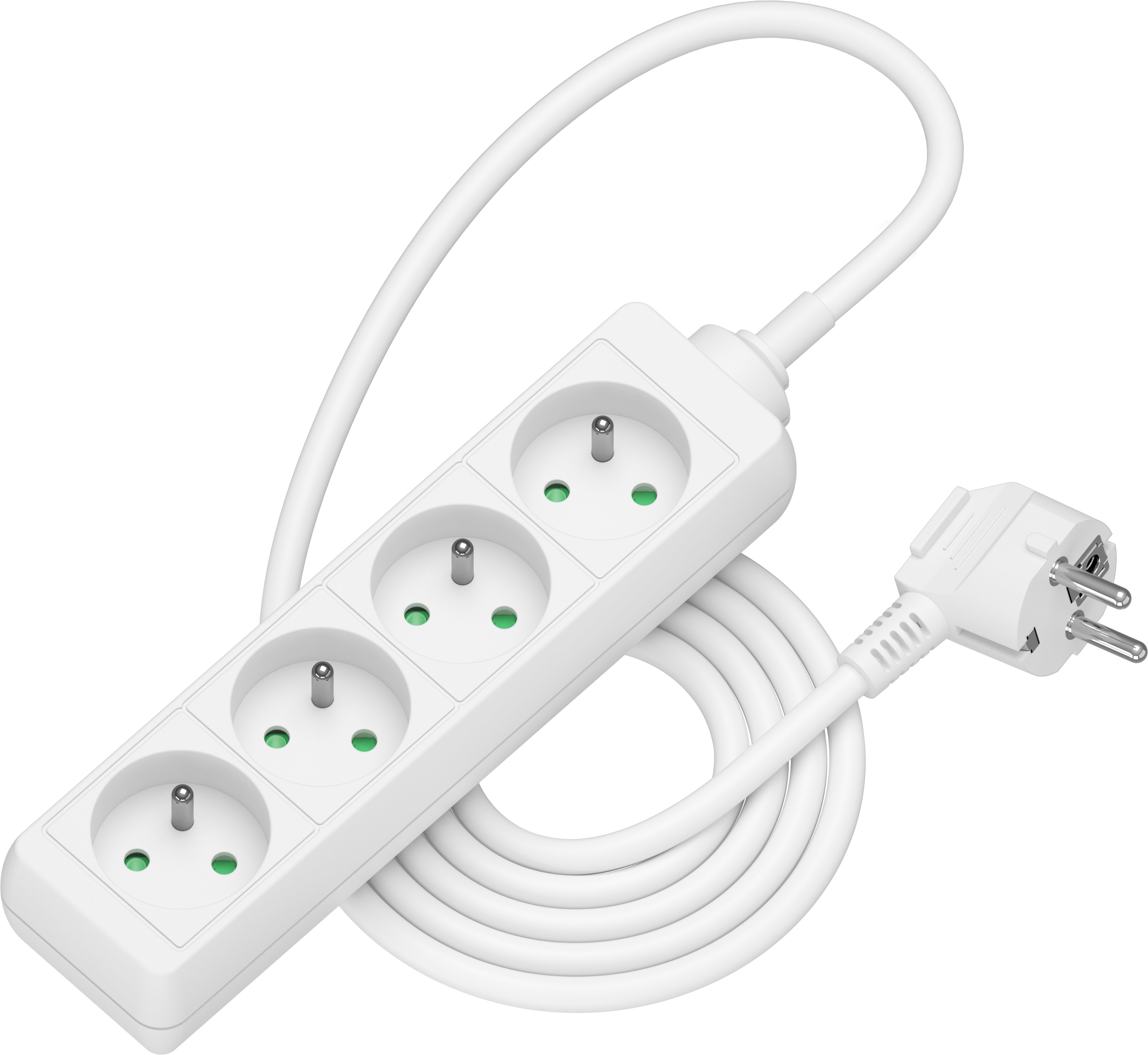 AlzaPower predlžovací prívod 230 V 4 zásuvky 2 m biely