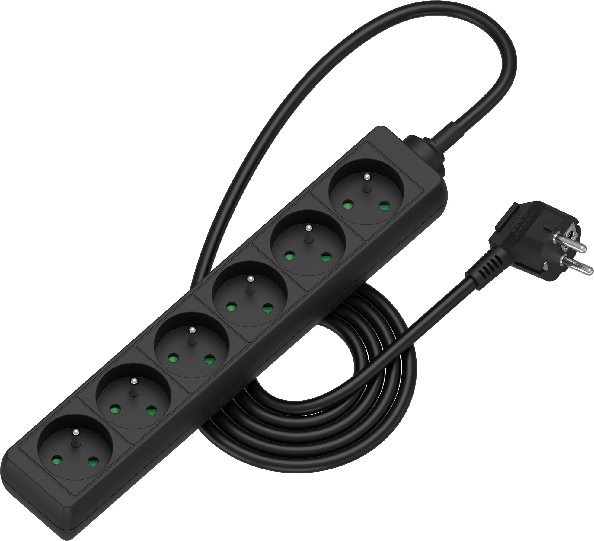 AlzaPower predlžovací prívod 230 V 6 zásuviek 2 m čierny