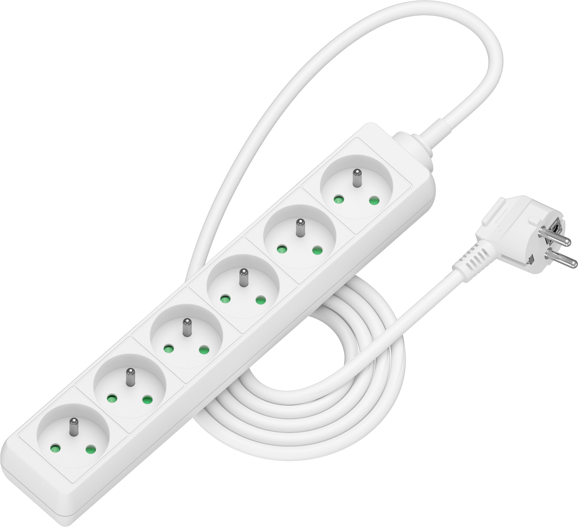 AlzaPower predlžovací prívod 230 V 6 zásuviek 2 m biely