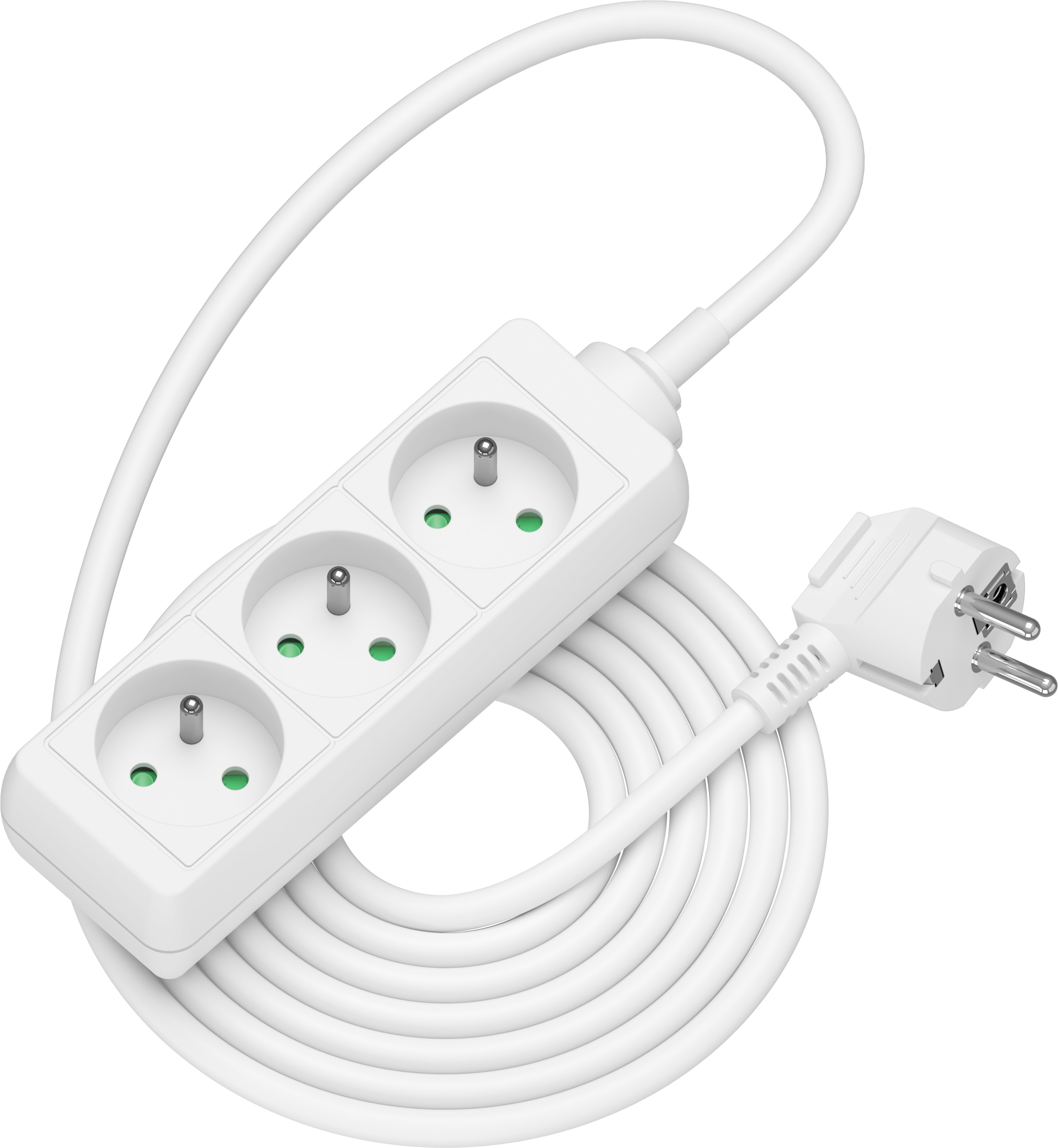 AlzaPower predlžovací prívod 230 V 3 zásuvky 3 m biely