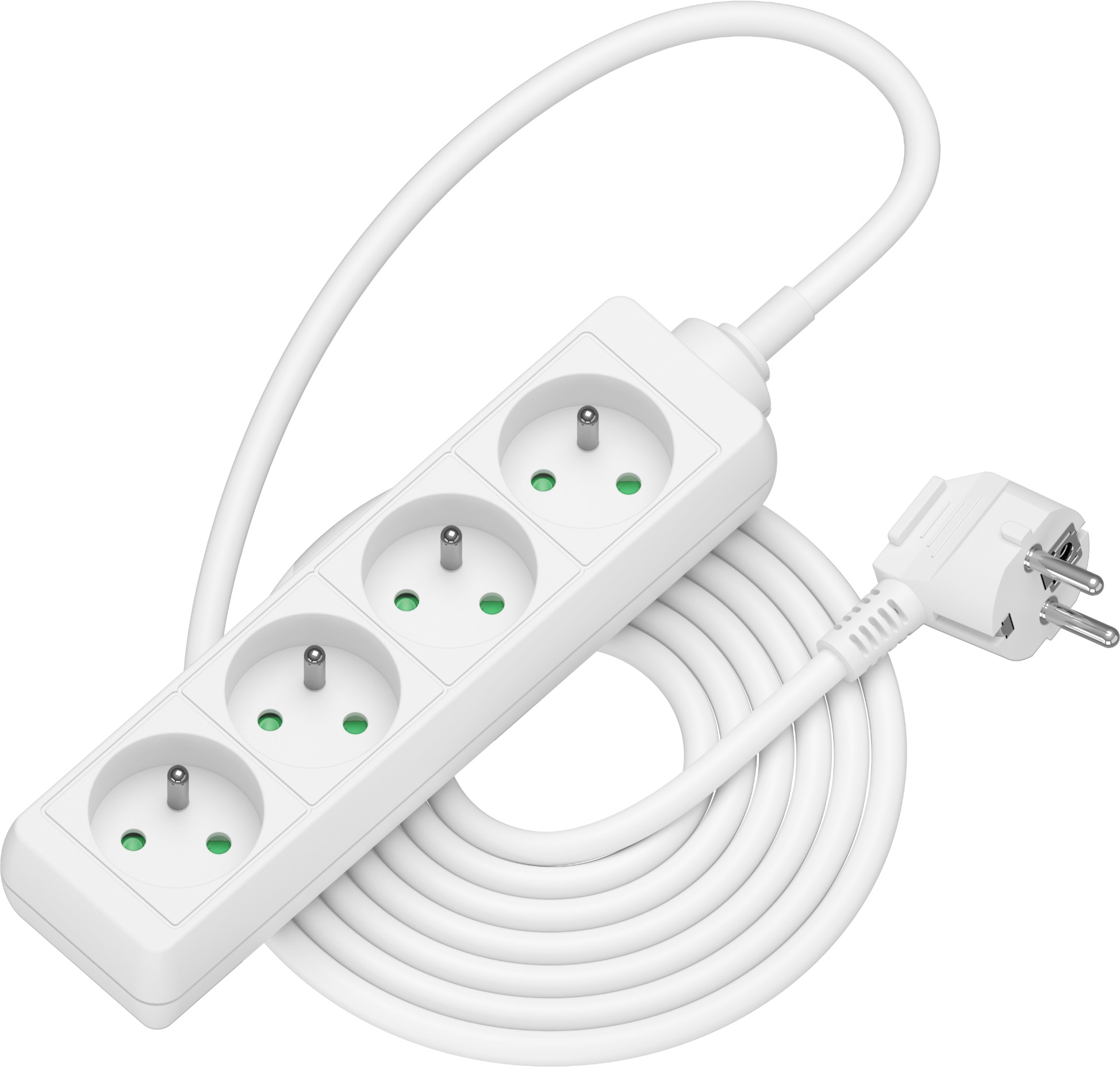 AlzaPower predlžovací prívod 230 V 4 zásuvky 3 m biely