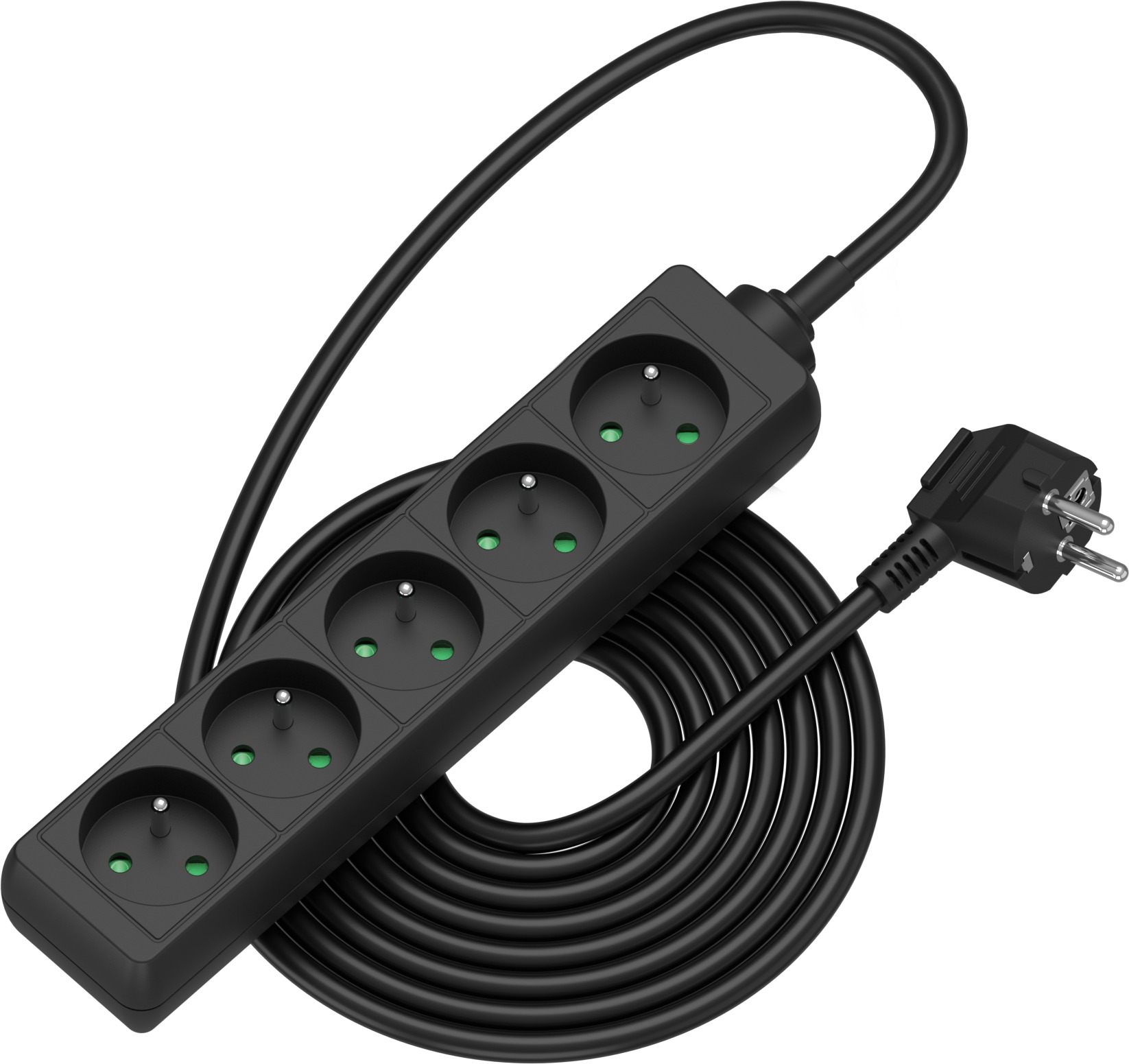 AlzaPower predlžovací prívod 230 V 5 zásuviek 3 m čierny