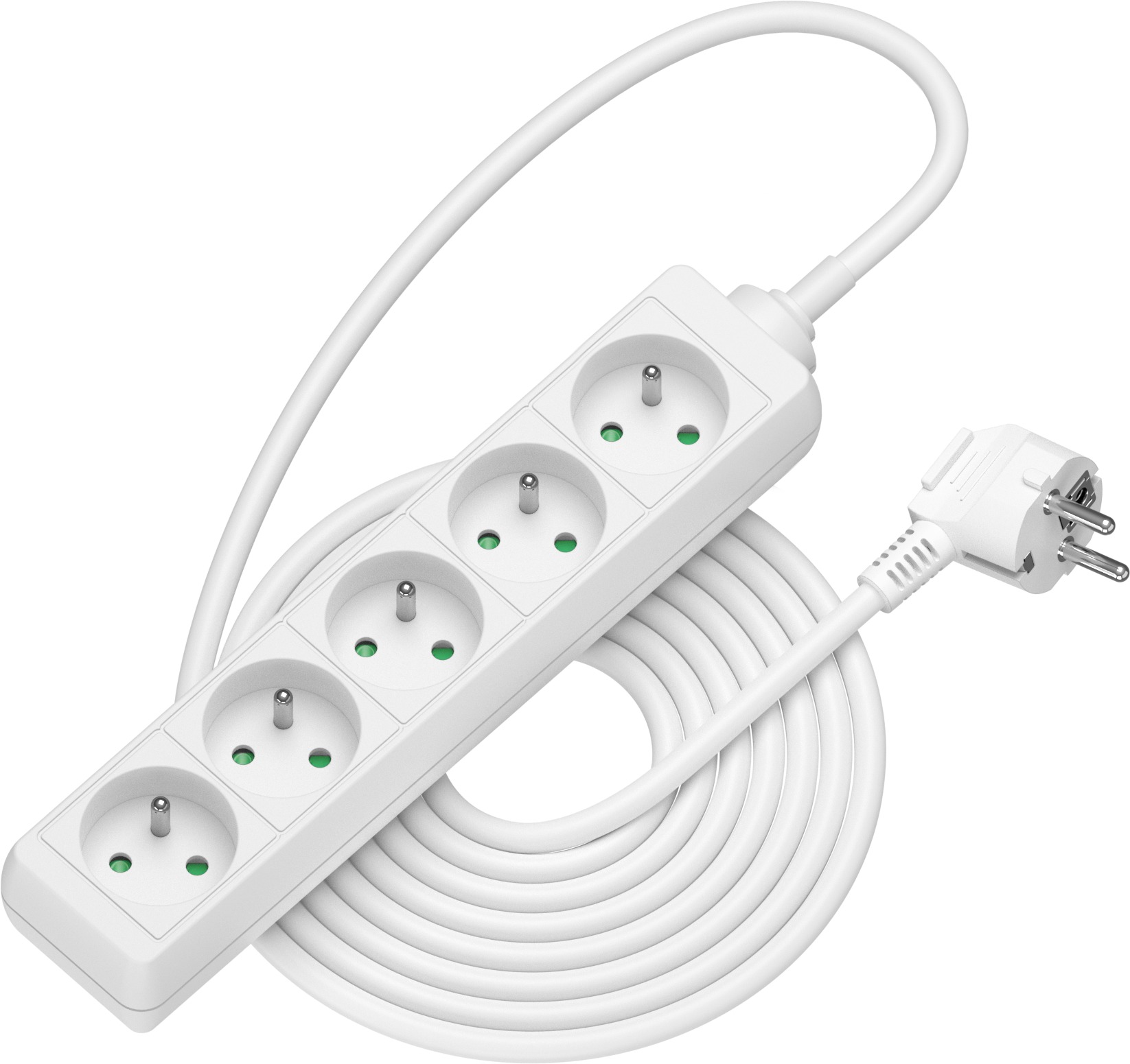 AlzaPower predlžovací prívod 230 V 5 zásuviek 3 m biely