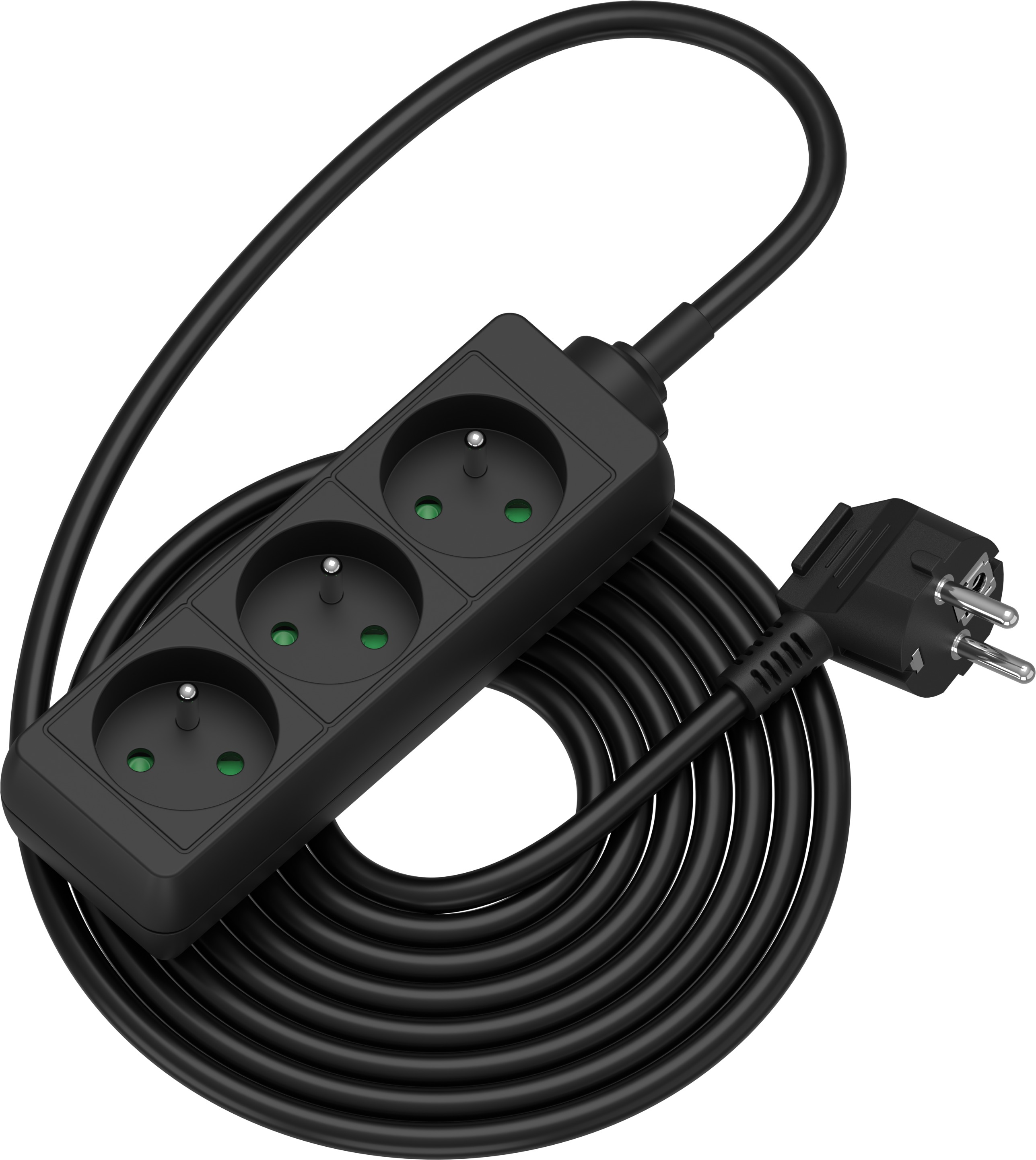 AlzaPower predlžovací prívod 230 V 3 zásuvky 5 m čierny