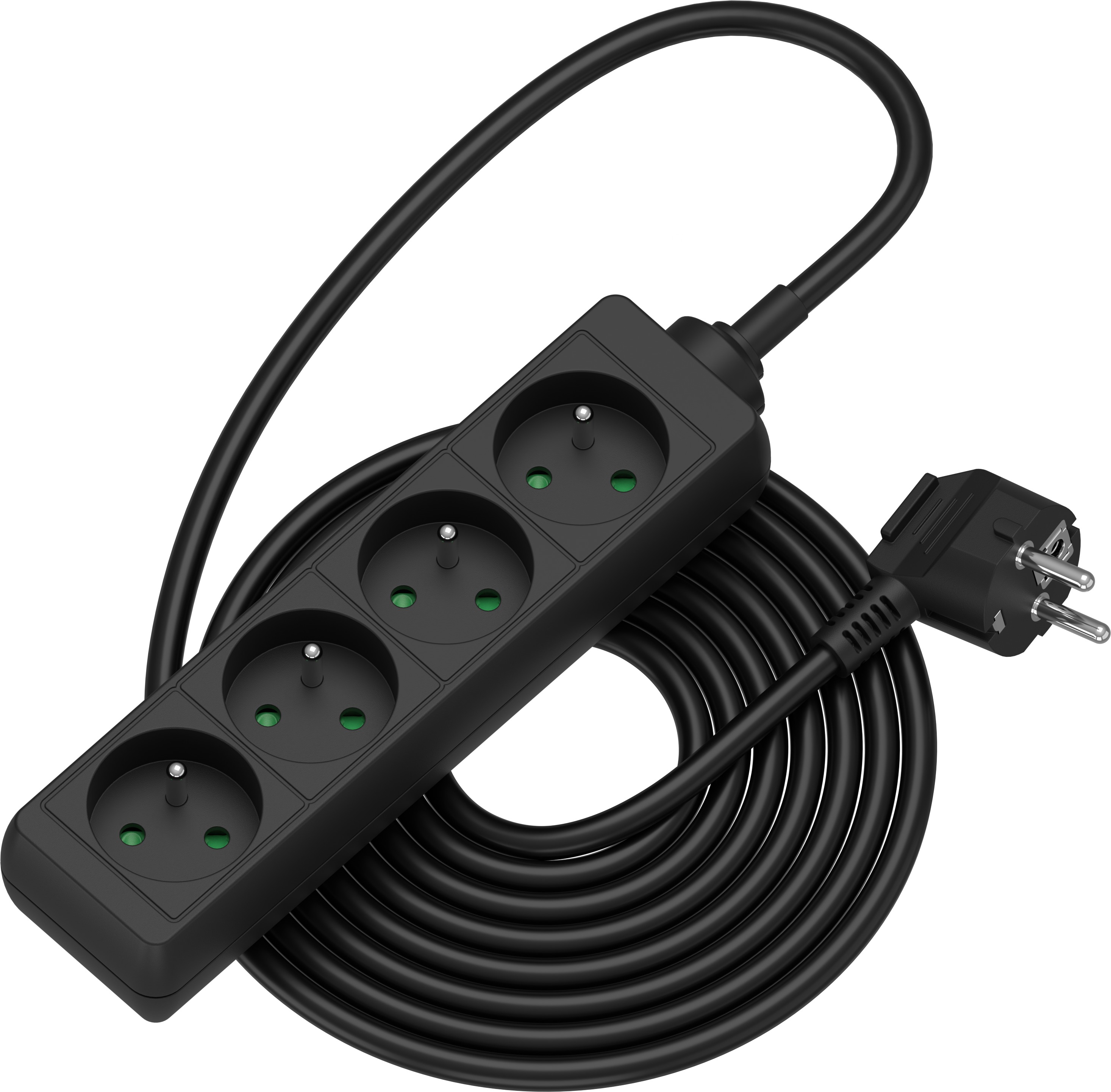 AlzaPower predlžovací prívod 230 V 4 zásuvky 5 m čierny