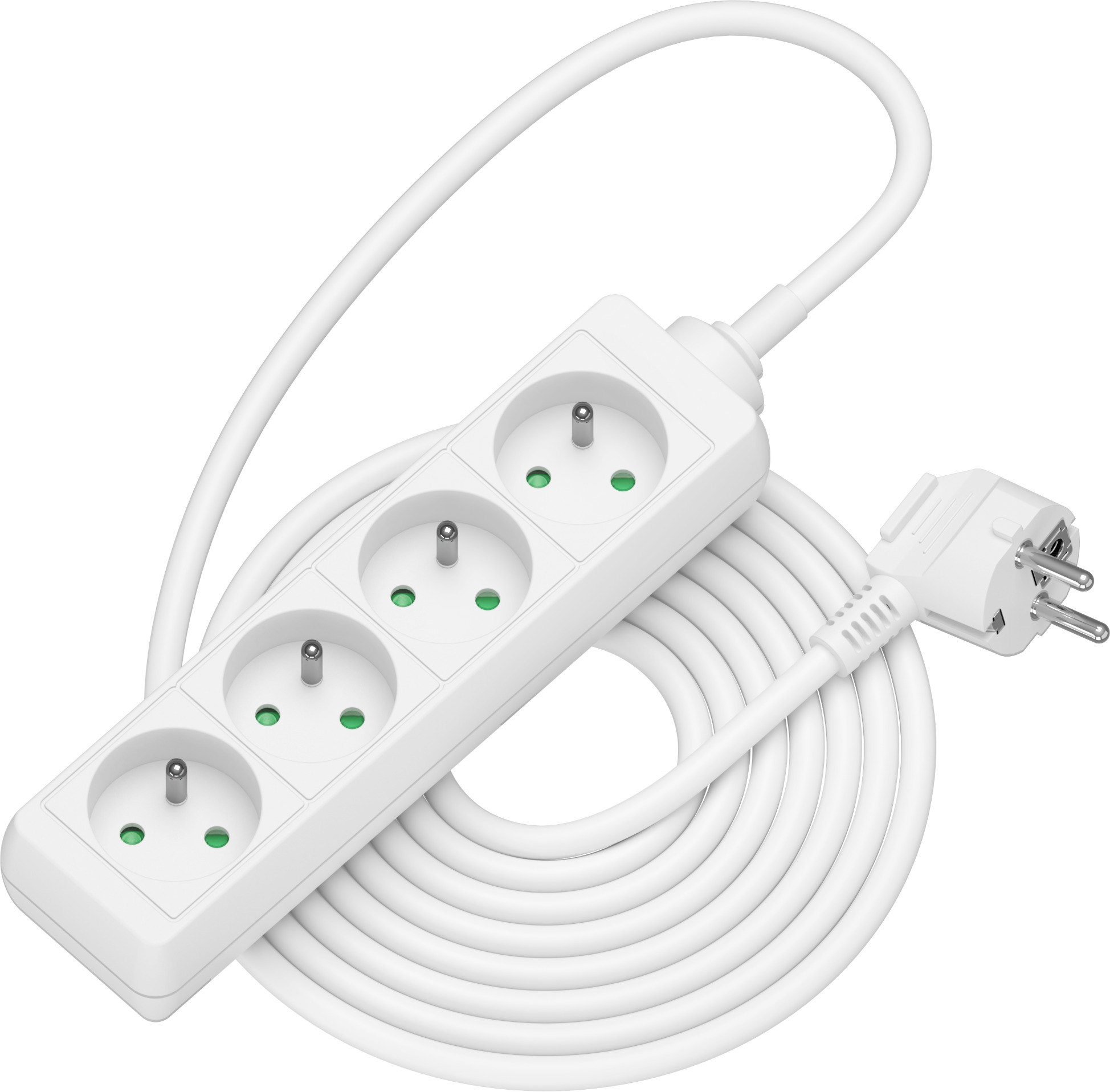 AlzaPower predlžovací prívod 230 V 4 zásuvky 5 m biely