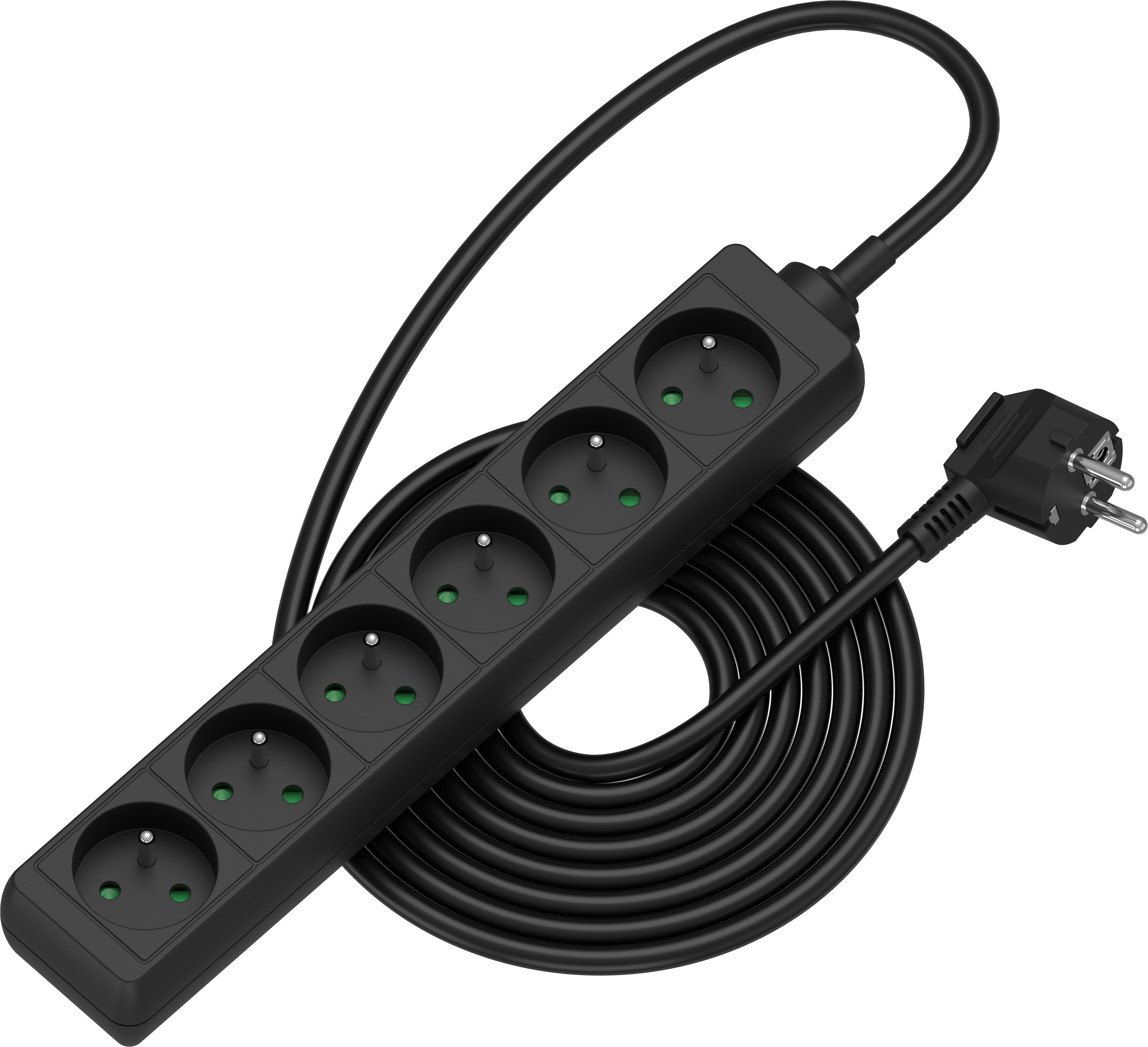 AlzaPower predlžovací prívod 230 V 6 zásuviek 5 m čierny