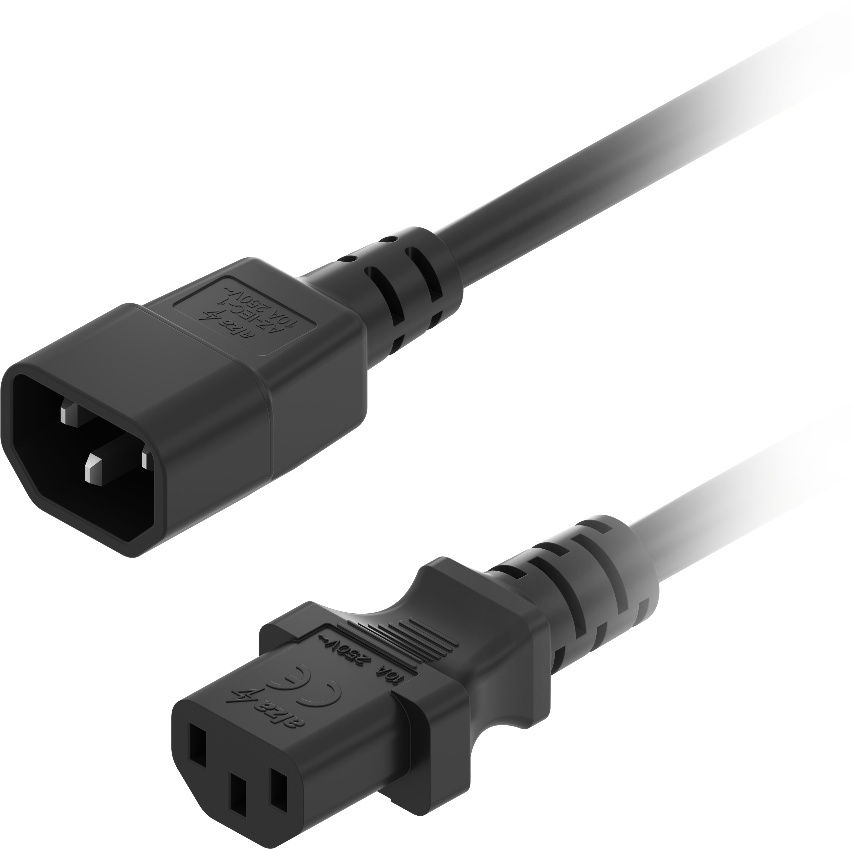 AlzaPower Cord Extension IEC C14 to C13 250 V 5 m čierny