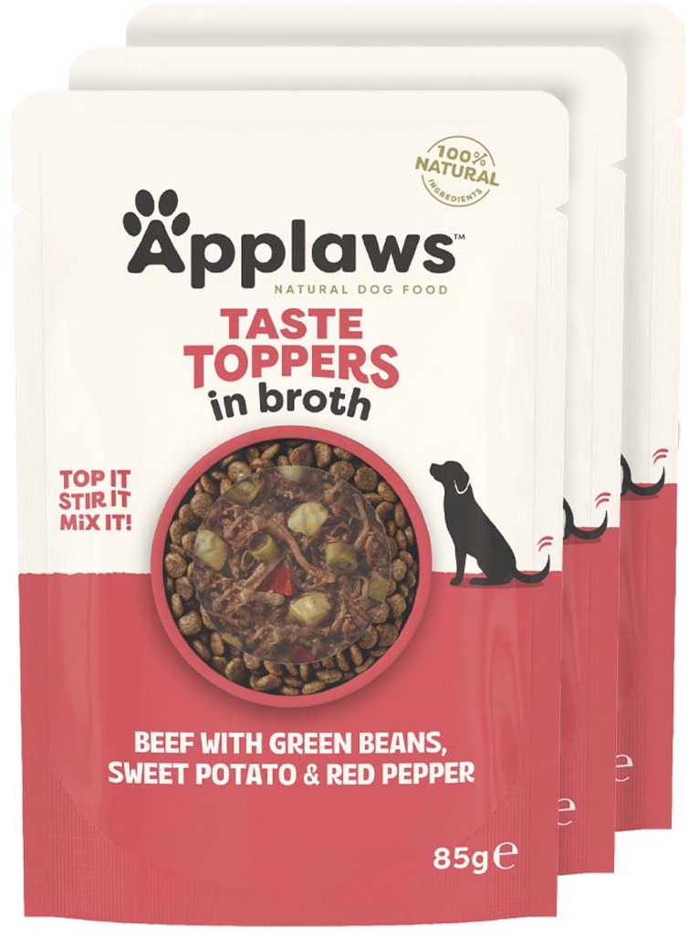 Applaws kapsička Dog Taste Toppers Broth Hovězí s batáty 3 × 85 g