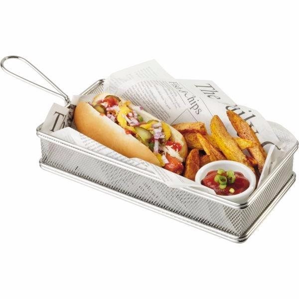 APS Košík na servírovanie jedla nerez 13 × 26 × 3,5 cm, obdĺžnik