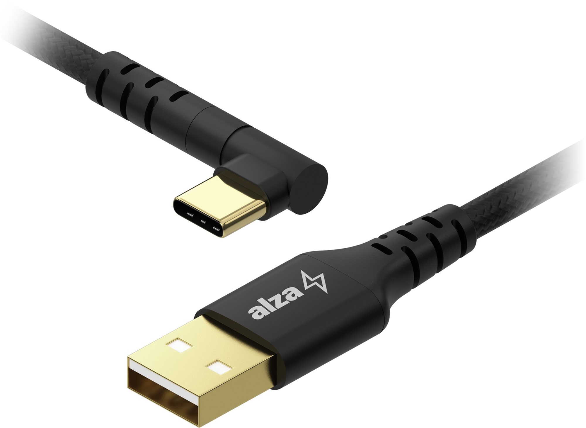 AlzaPower 90AluCore USB-A to USB-C 2.0, 1 m – čierny