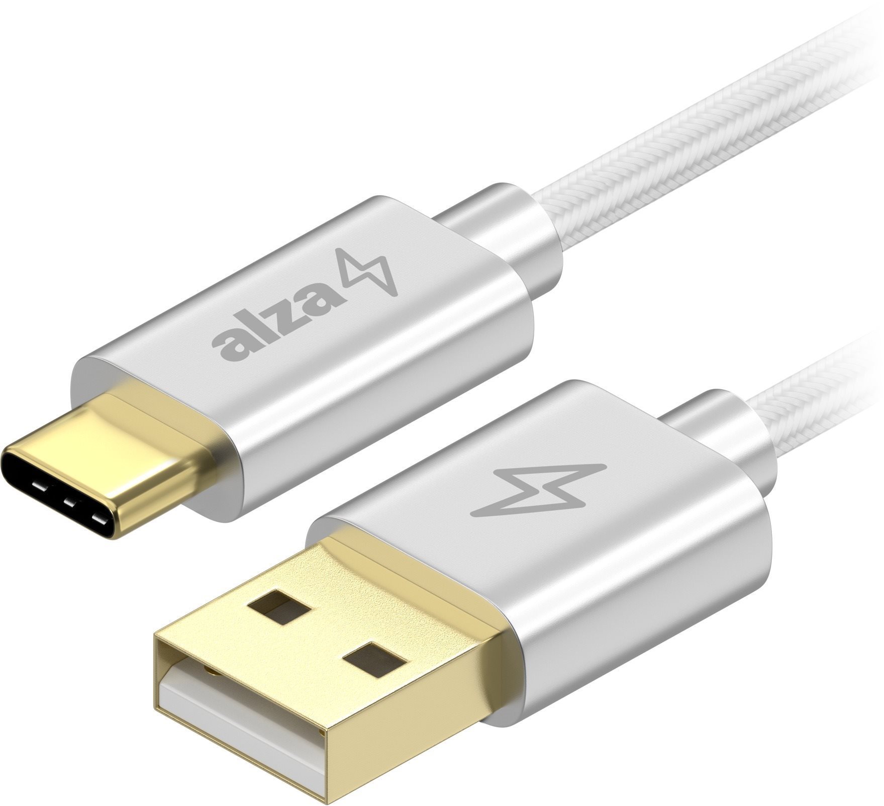 AlzaPower AluCore Charge USB-A to USB-C 2.0 0.5m biely