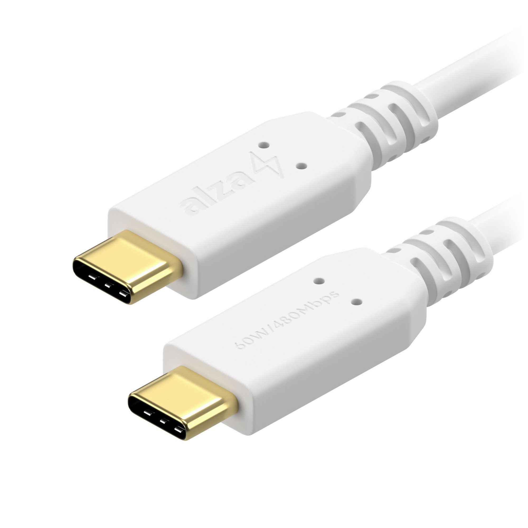AlzaPower Core USB-C to USB-C 2.0 60W 1m biely