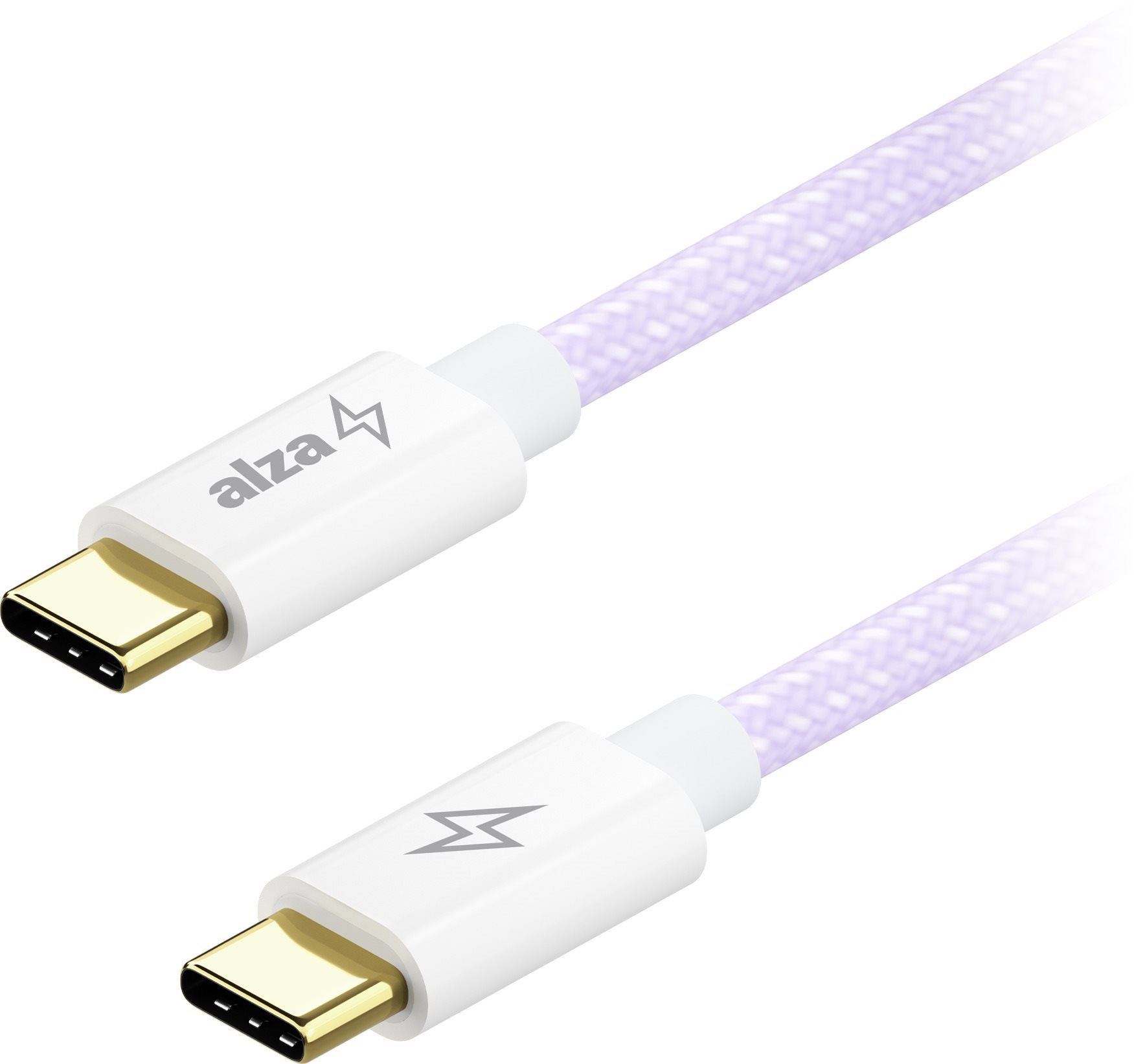 AlzaPower CompactCore USB-C to USB-C 2.0, 100 W, 2 m – fialový
