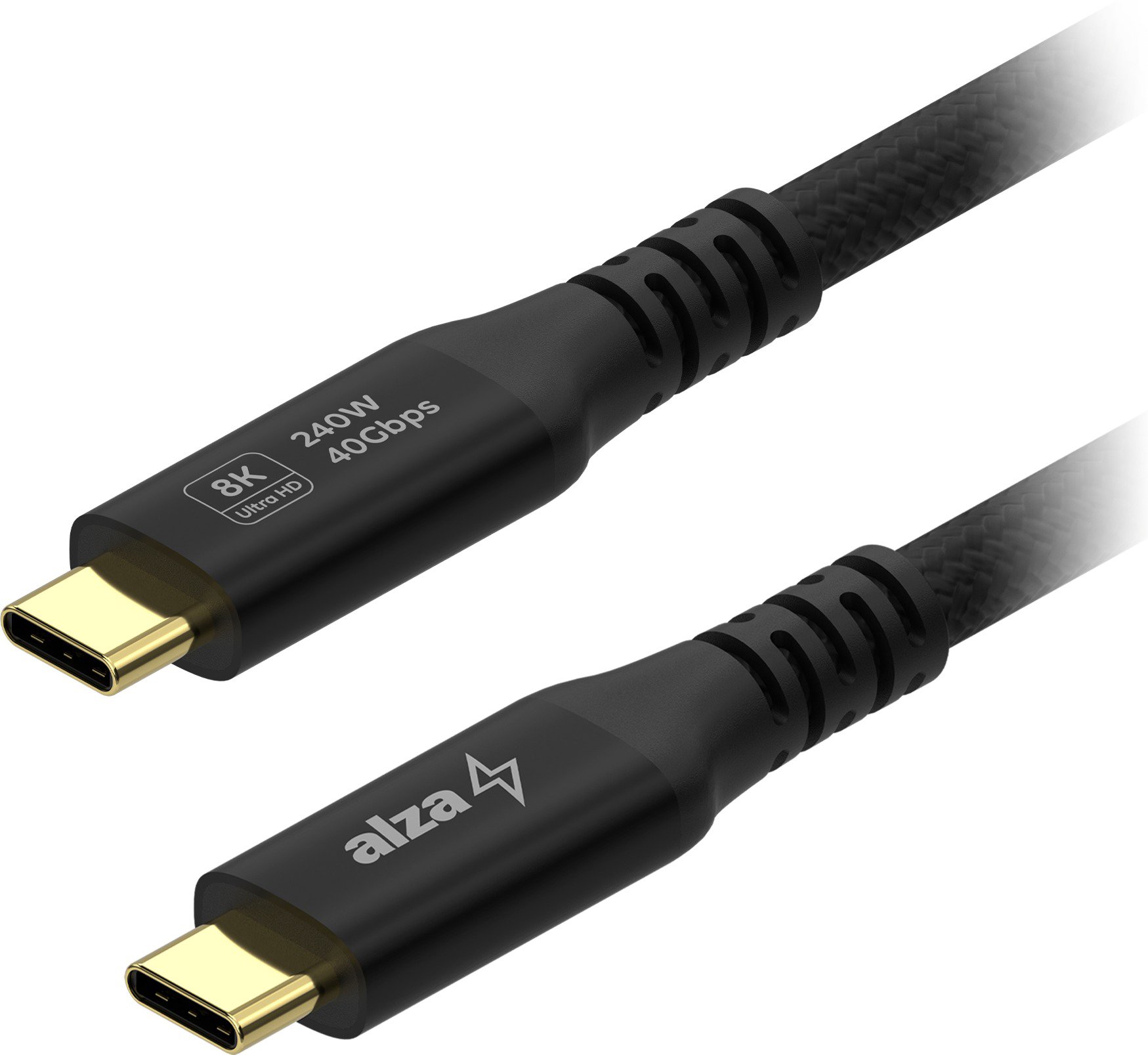 AlzaPower AluCore USB-C to USB-C USB4 Gen 3 × 2 240 W 1,8 m čierny