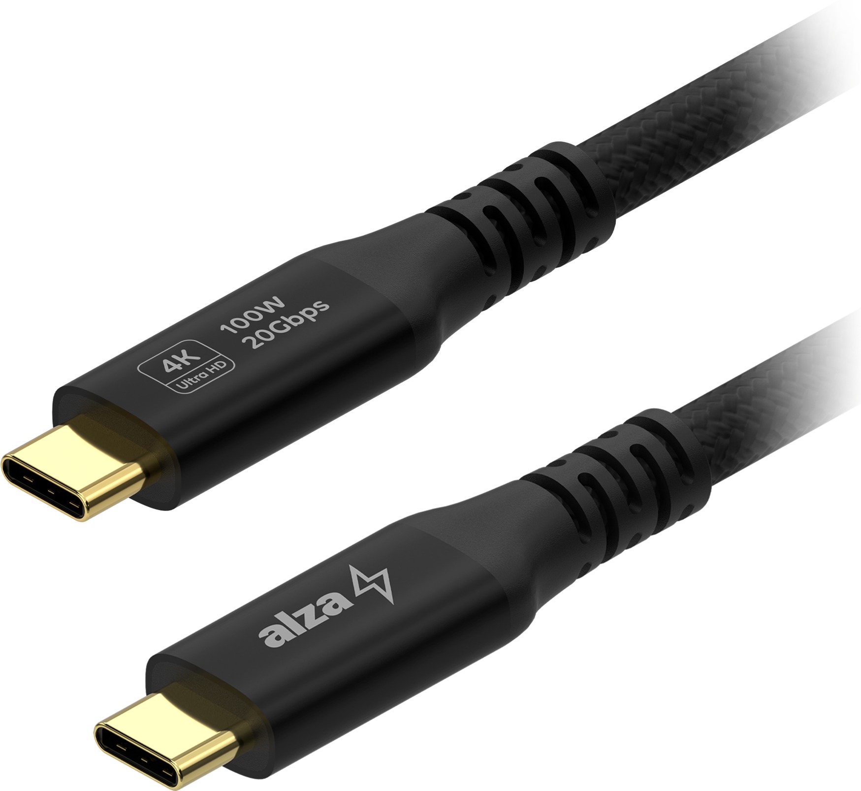 AlzaPower AluCore USB-C to USB-C 3.2 Gen 2 100 W 20 Gbps 1,5 m čierny
