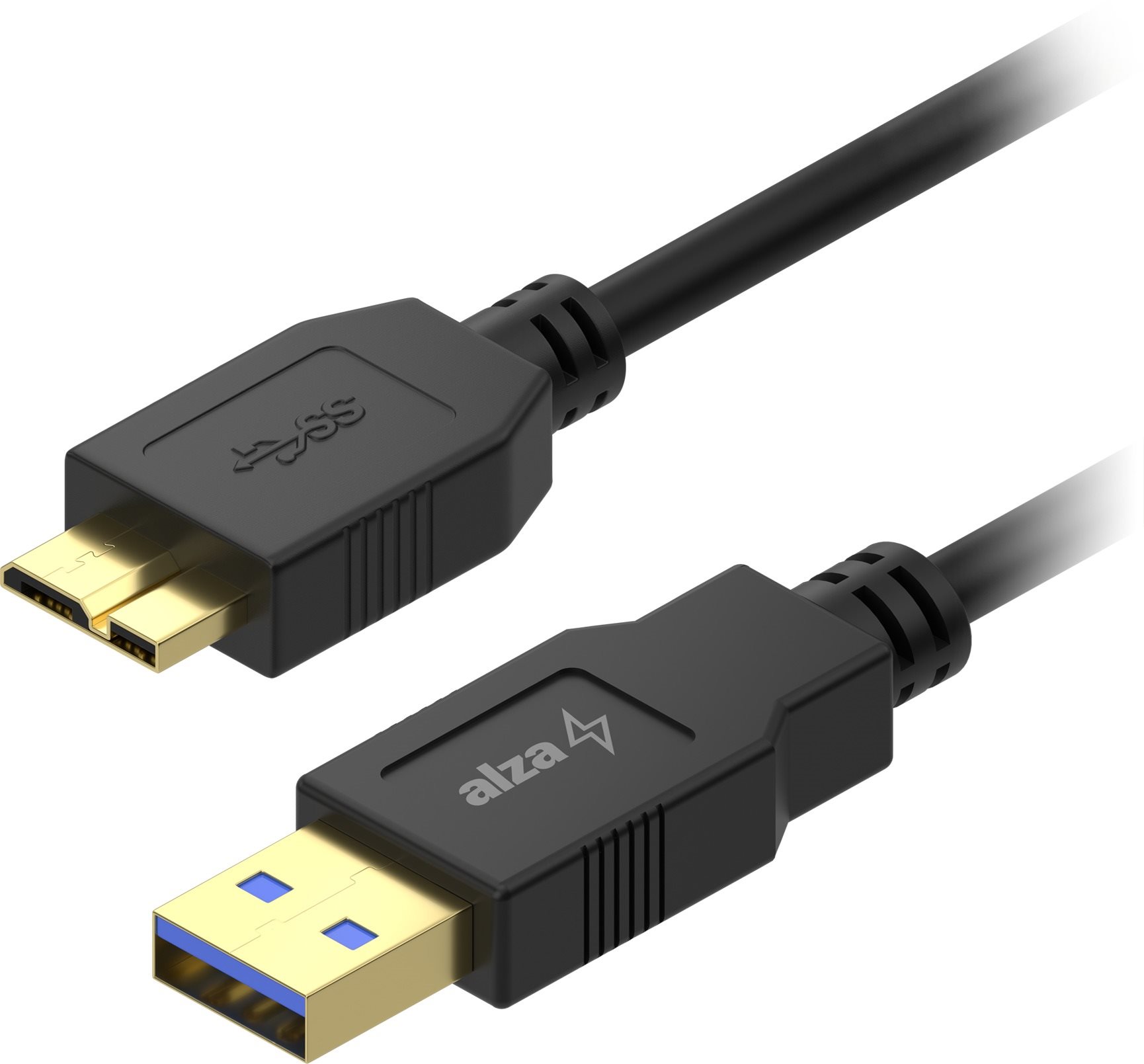 AlzaPower Core USB-A (M) to MicroUSB-B 3.2 Gen 1, 1 m – čierny