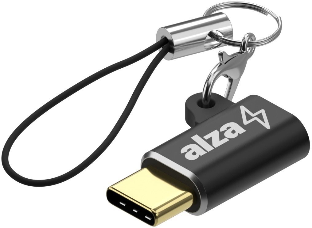 AlzaPower USB-C (M) to Micro USB (F) Keychain čierny