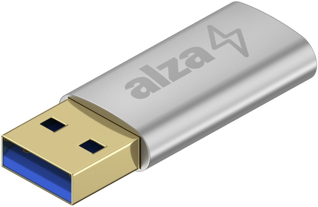 AlzaPower USB-A (M) to USB-C (F) 3.2 15W 5Gbps strieborný
