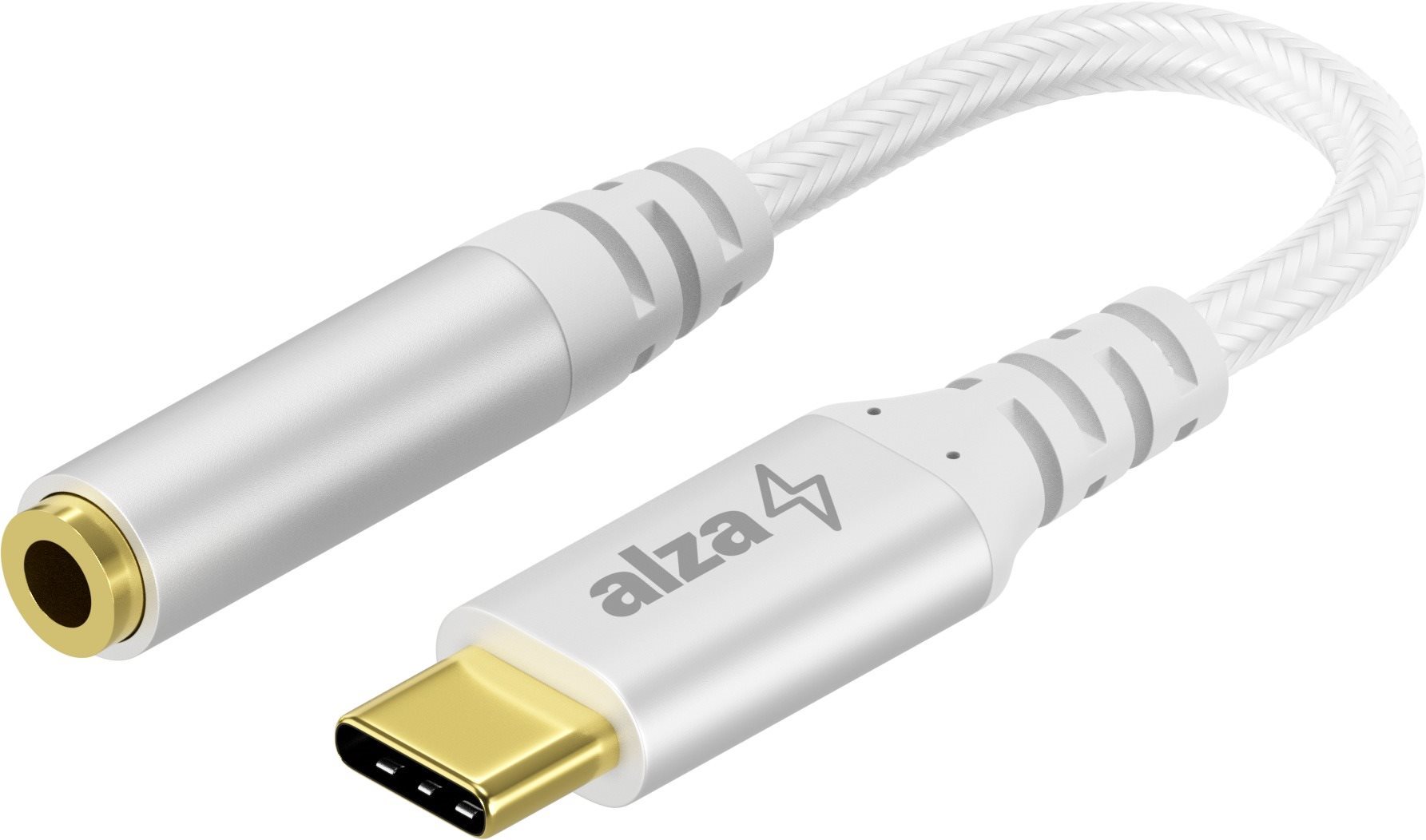 AlzaPower USB-C (M) to 3.5mm Jack (F) 0.1m strieborný