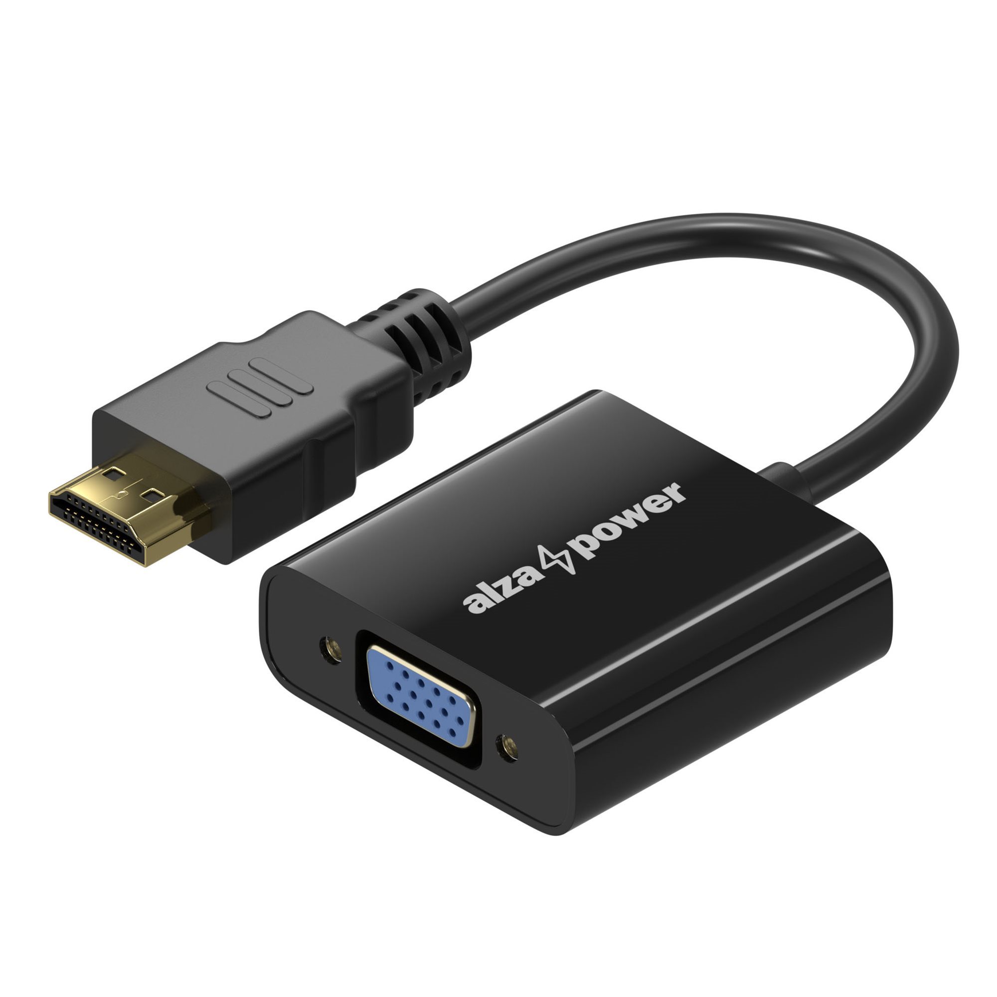AlzaPower HDMI (M) to VGA (F) 0,18 m lesklý čierny