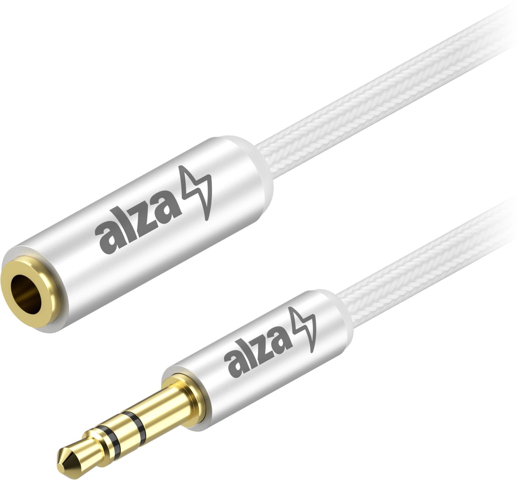 AlzaPower AluCore Audio 3,5 mm Jack (M) to 3,5 mm Jack (F) 1 m strieborný
