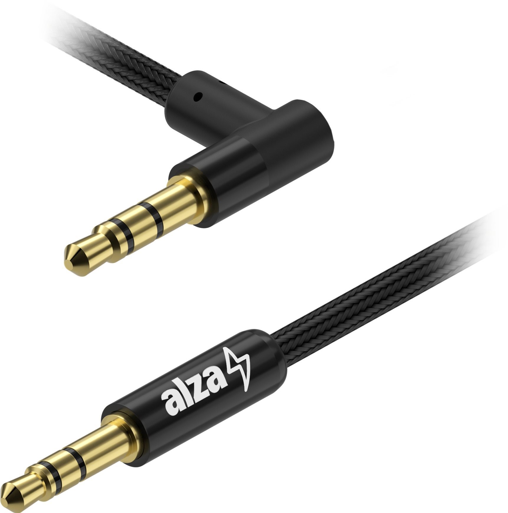 Alzapower 90Core Audio 3,5 mm Jack (M) to 3,5 mm Jack 90° (M) 0,5 m čierny