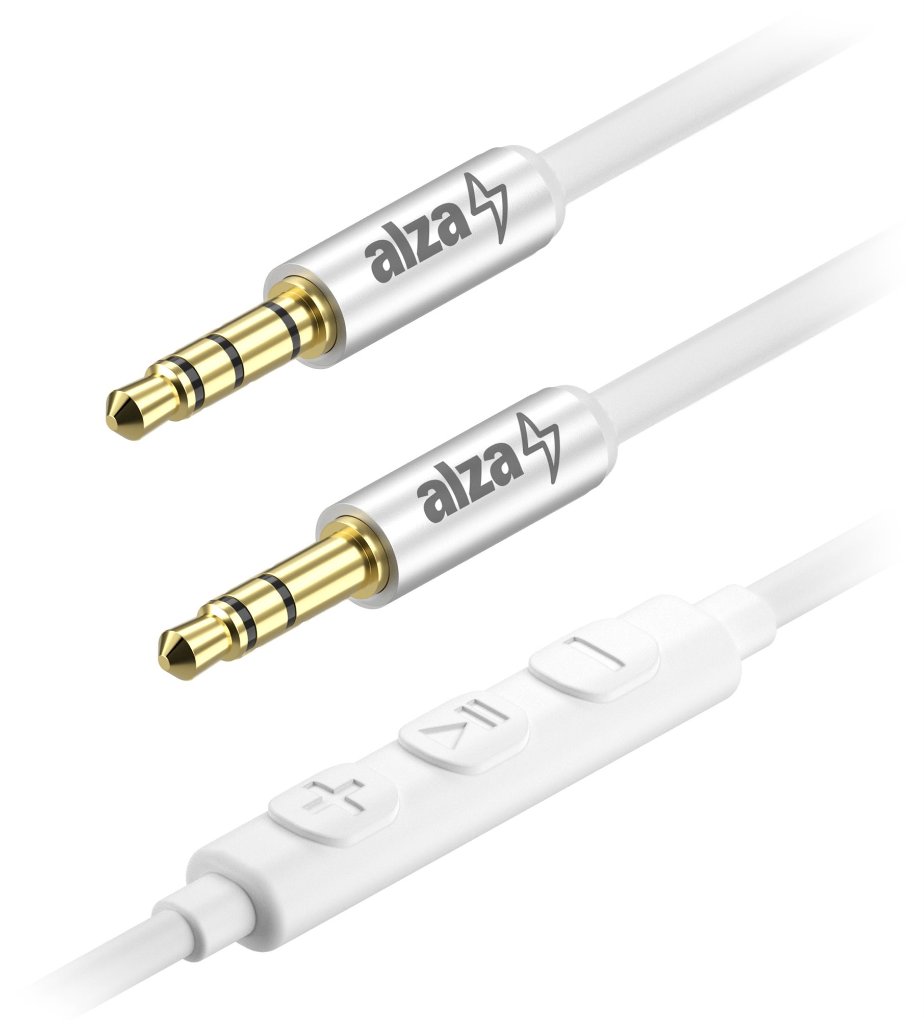 AlzaPower Alucore Audio 3,5 mm Jack 4P-TRRS (M) to 3,5 mm Jack (M) 0,5 m strieborný