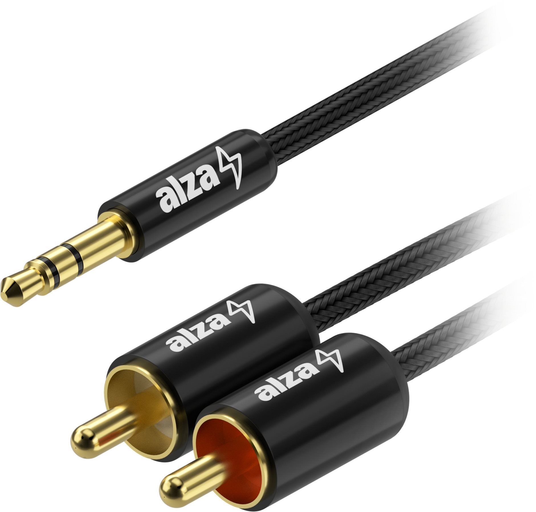 AlzaPower AluCore 3.5mm Jack (M) to 2× RCA (M) 1 m čierny