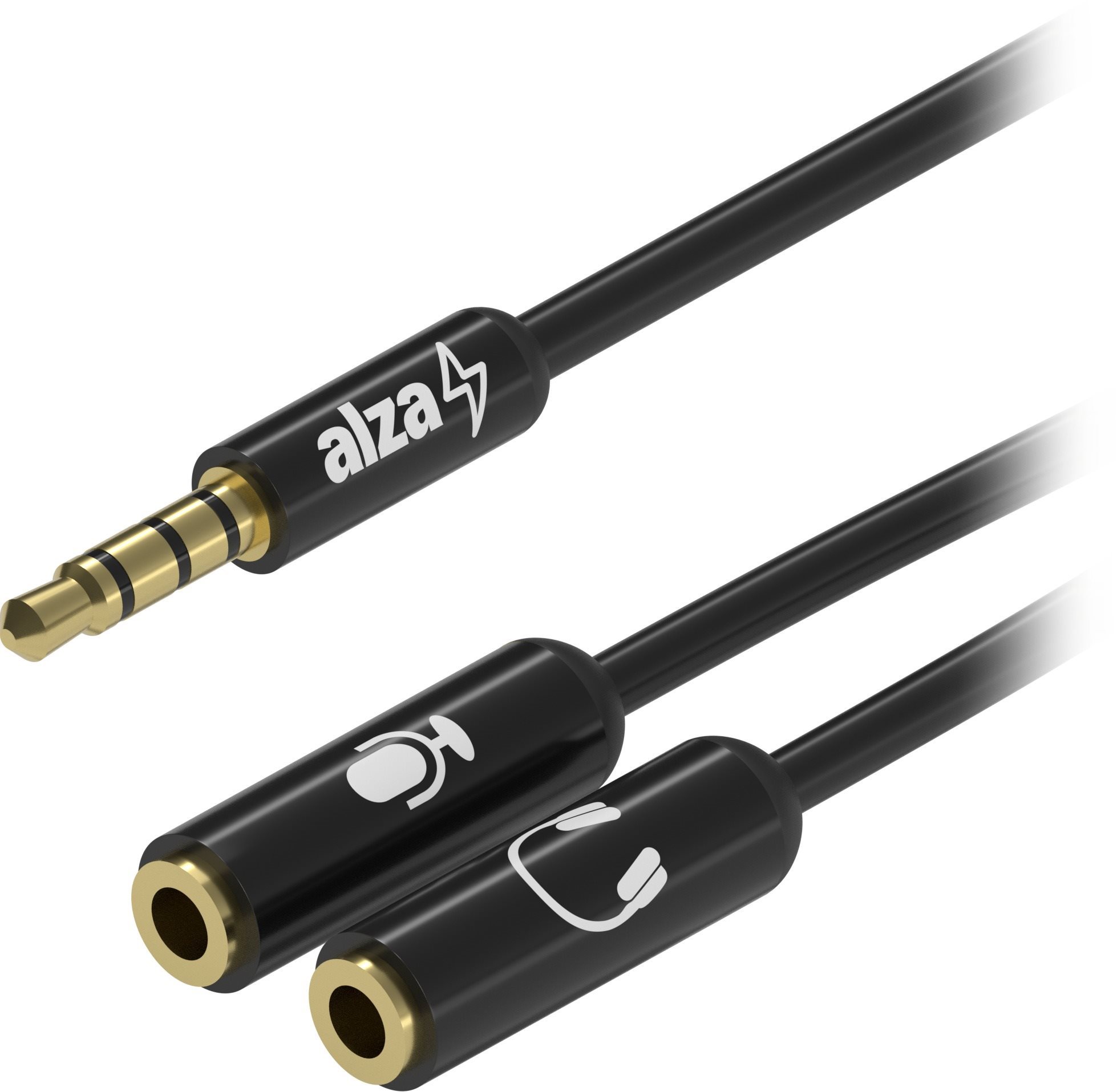 AlzaPower 3.5mm Jack 4P-TRRS (M) to 2x 3.5mm Jack (F) 0.15m čierny