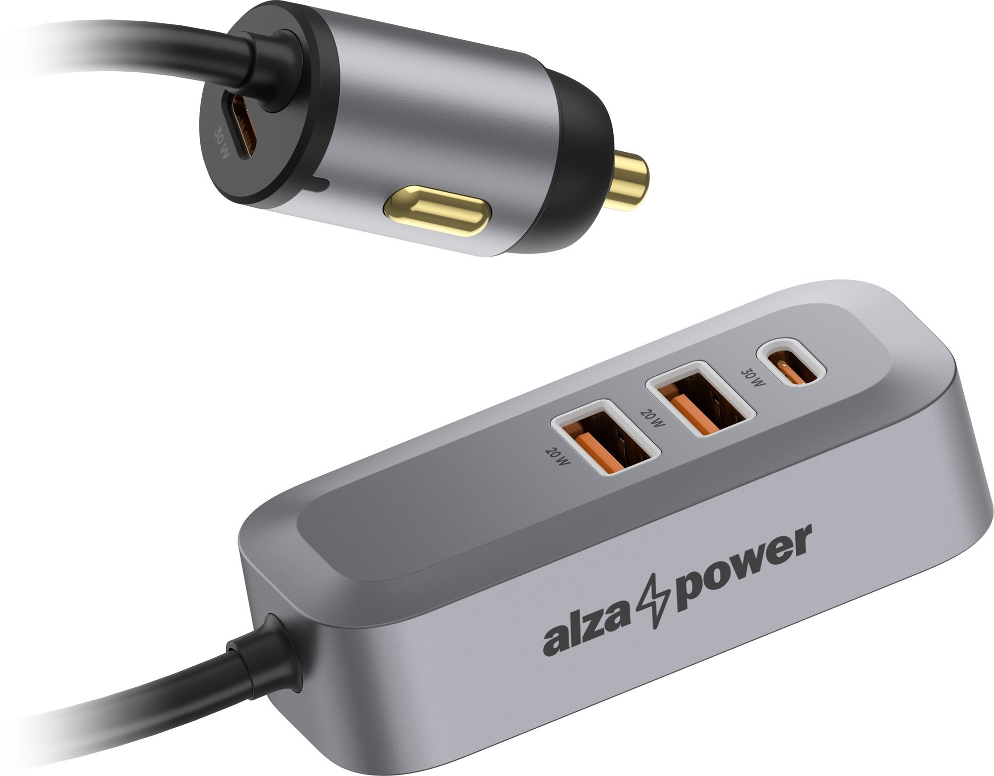 AlzaPower Car Charger X560 Multi Charge sivá