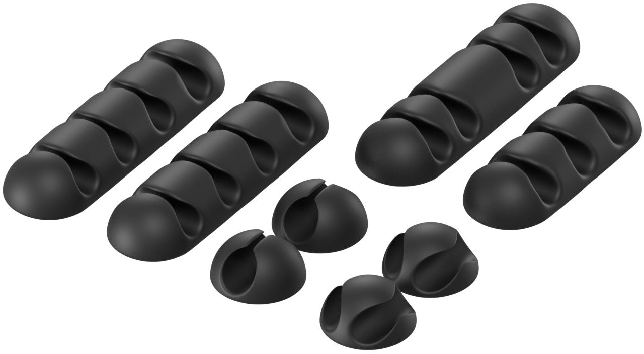 AlzaPower Cable Clips Mix 8 pcs čierny