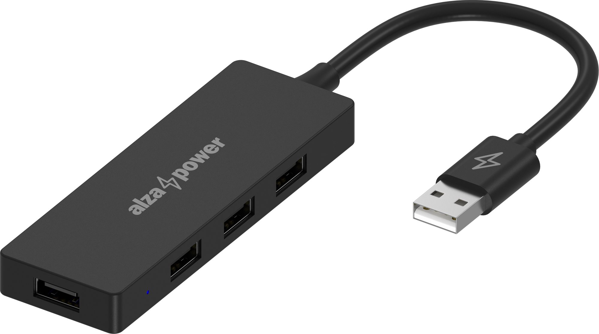 AlzaPower FlatCore USB-A (M) na 4× USB-A 2.0 (F) čierny