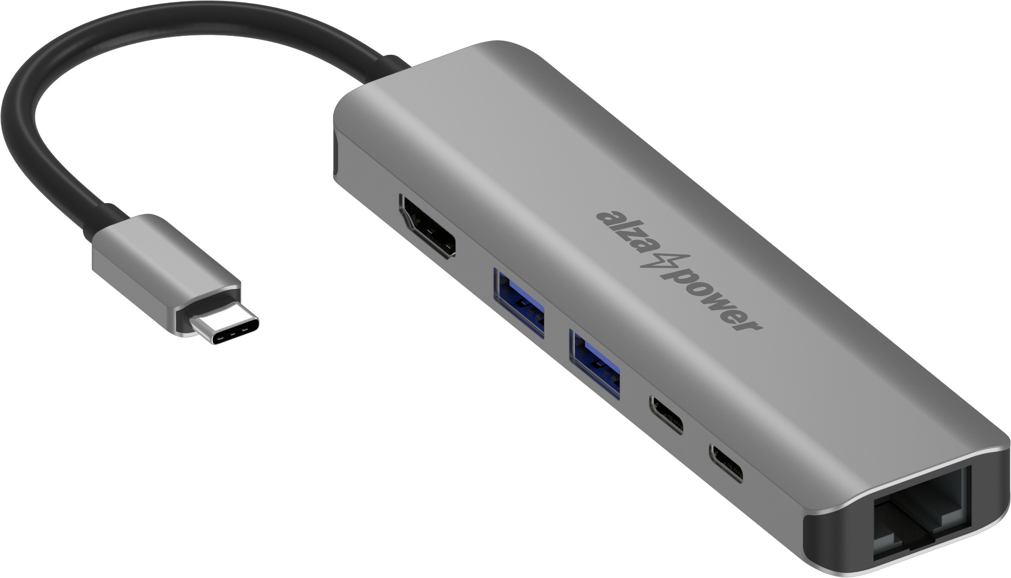AlzaPower Metal USB-C Dock Station 6 v 1 with 8K vesmírne sivá