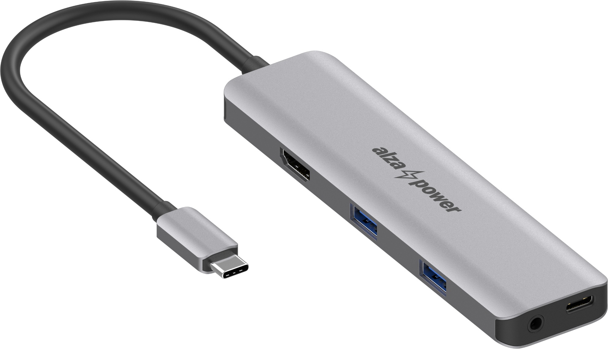 AlzaPower Metal USB-C Dock Station 5 v 1 (140 W) vesmírne sivá