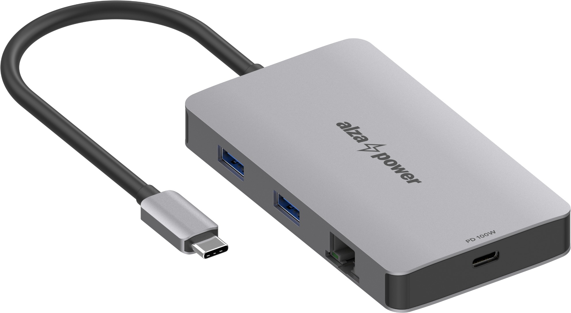 AlzaPower Metal USB-C Dock Station 7 v 1 Dual Screen vesmírne šedá