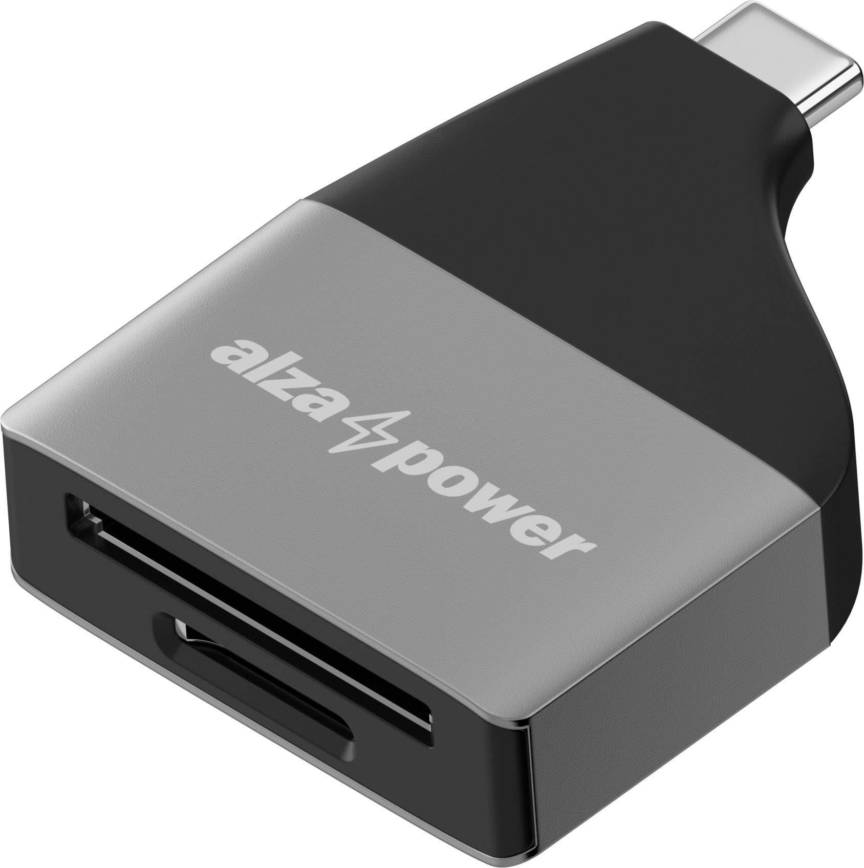 AlzaPower USB-C 3.2 Gen 1 Metal Memory Card Reader strieborná
