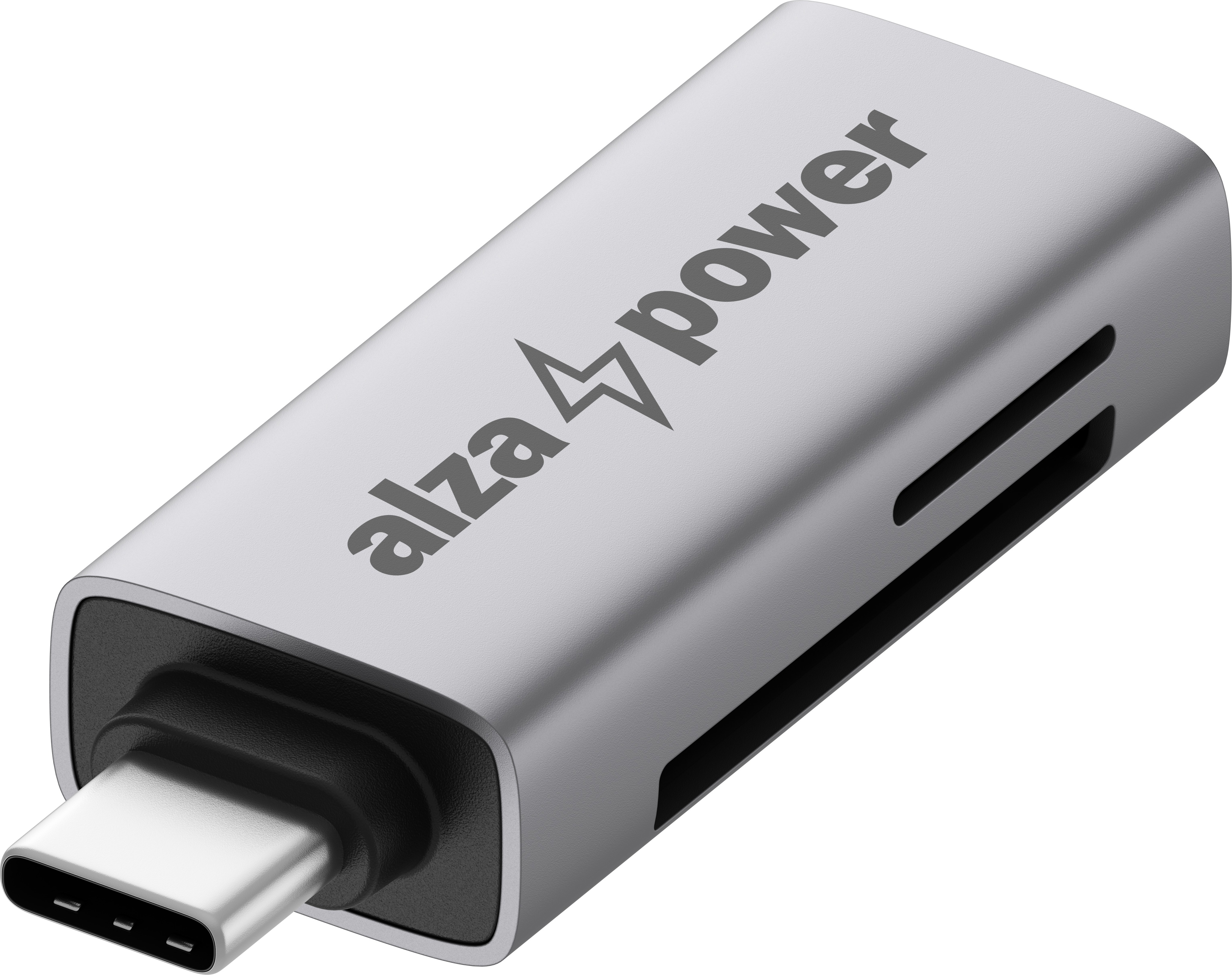 AlzaPower USB-C 3.2 Gen 1 Metal Memory Card Reader vesmírne sivá