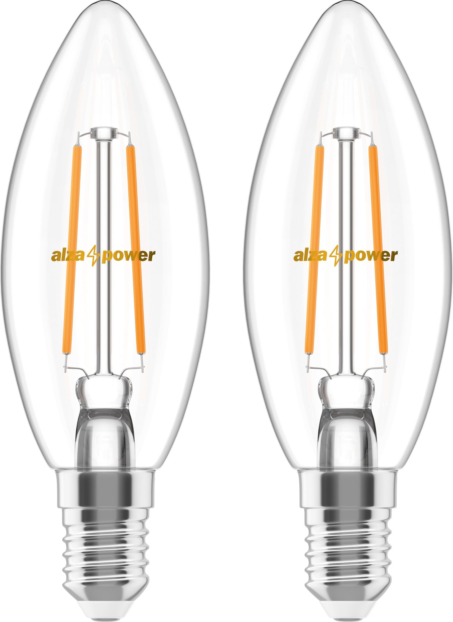 AlzaPower LED 6-55 W, E14, 2 700 K, Filament, súprava 2 ks
