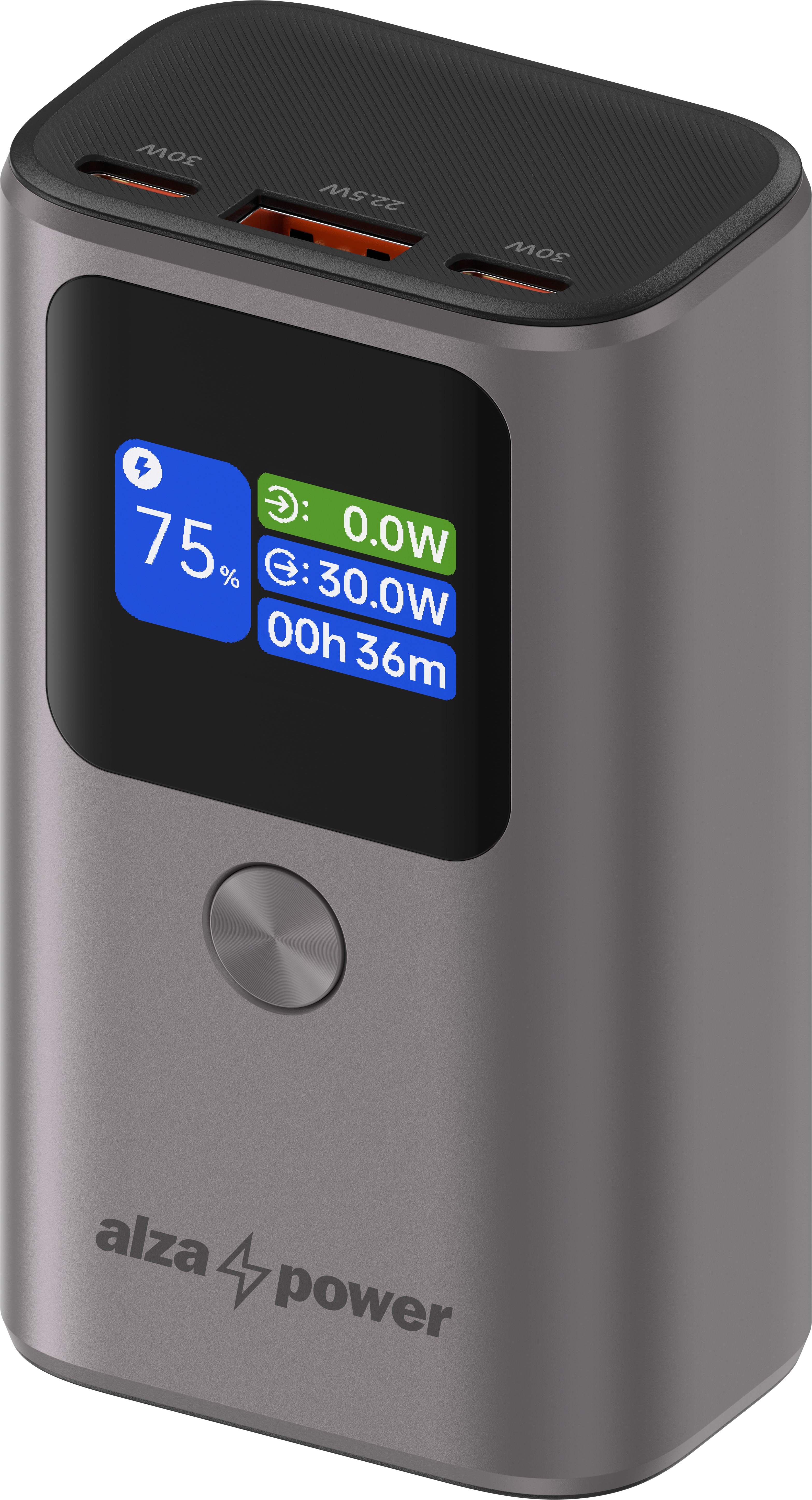 AlzaPower Vision 10000 mAh Power Delivery (30 W) strieborná