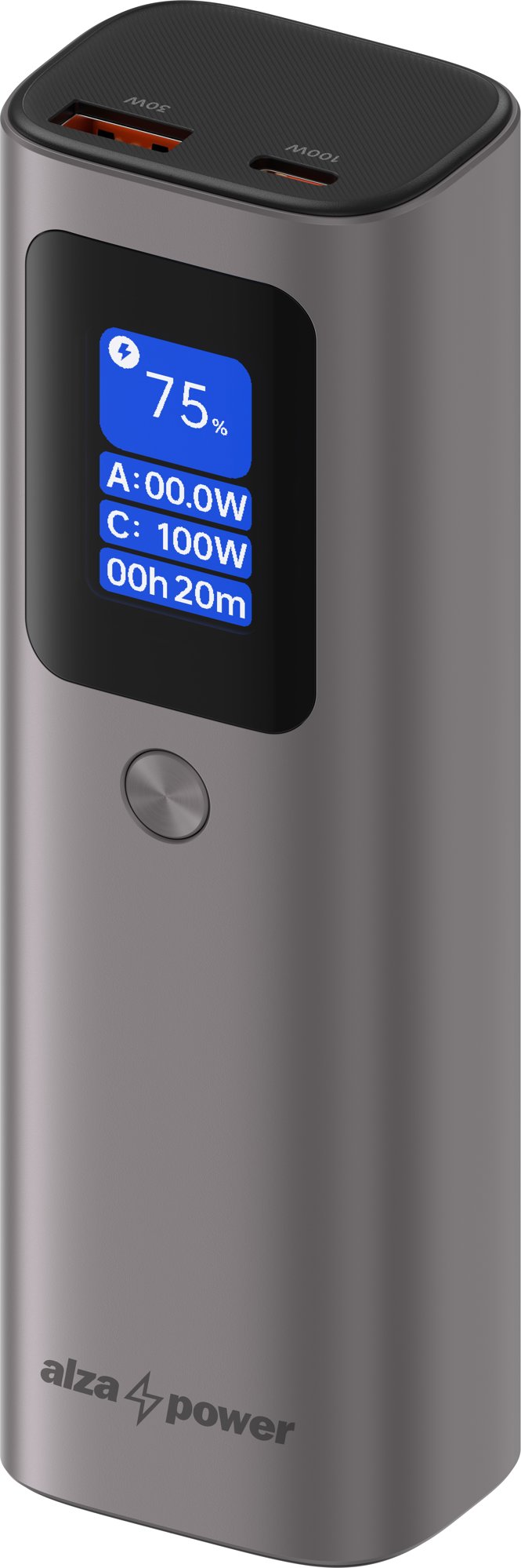 AlzaPower Vision 10000 mAh Power Delivery (100 W) strieborná