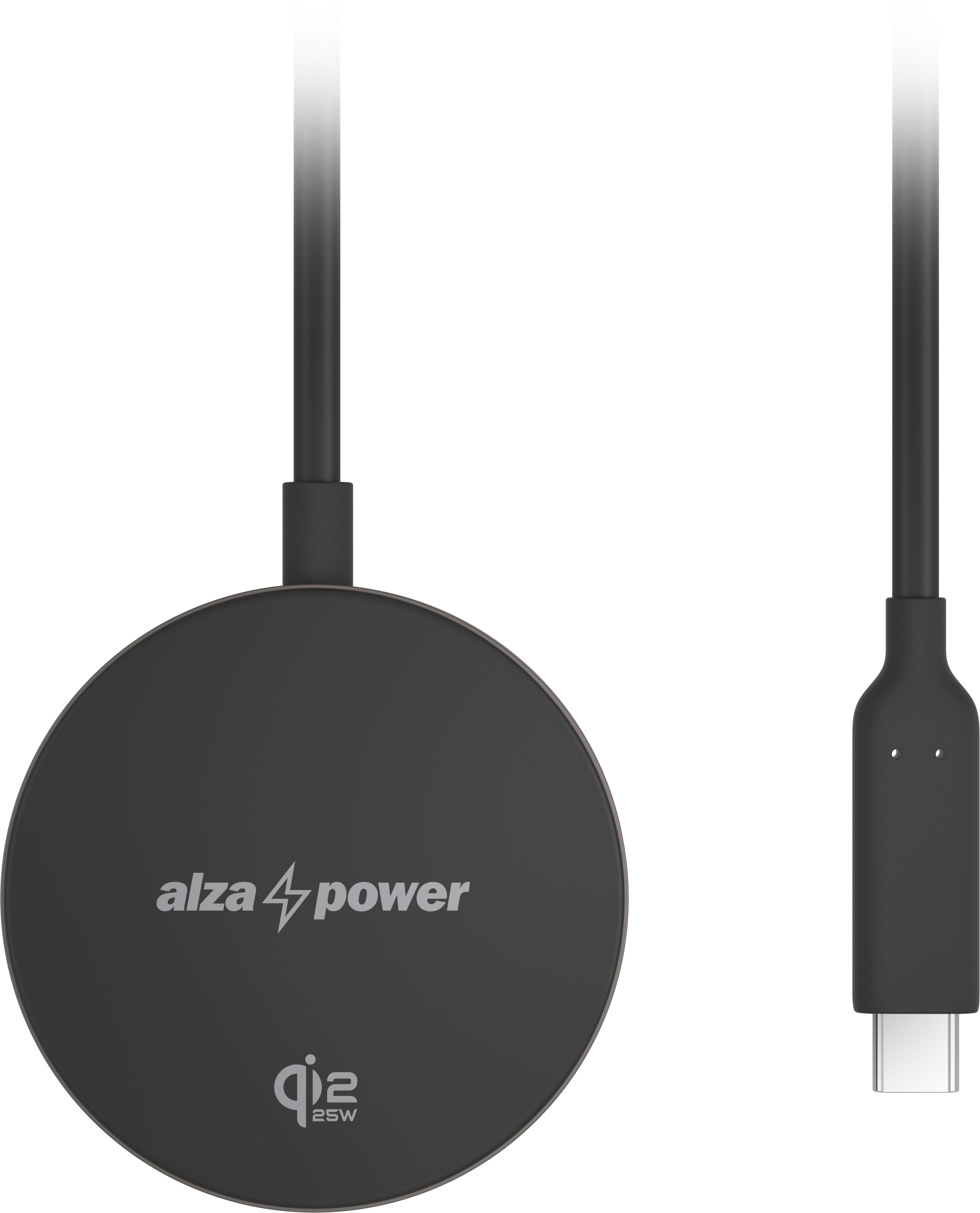 AlzaPower WQT120B Wireless Qi2.2 Charger 25 W sivá