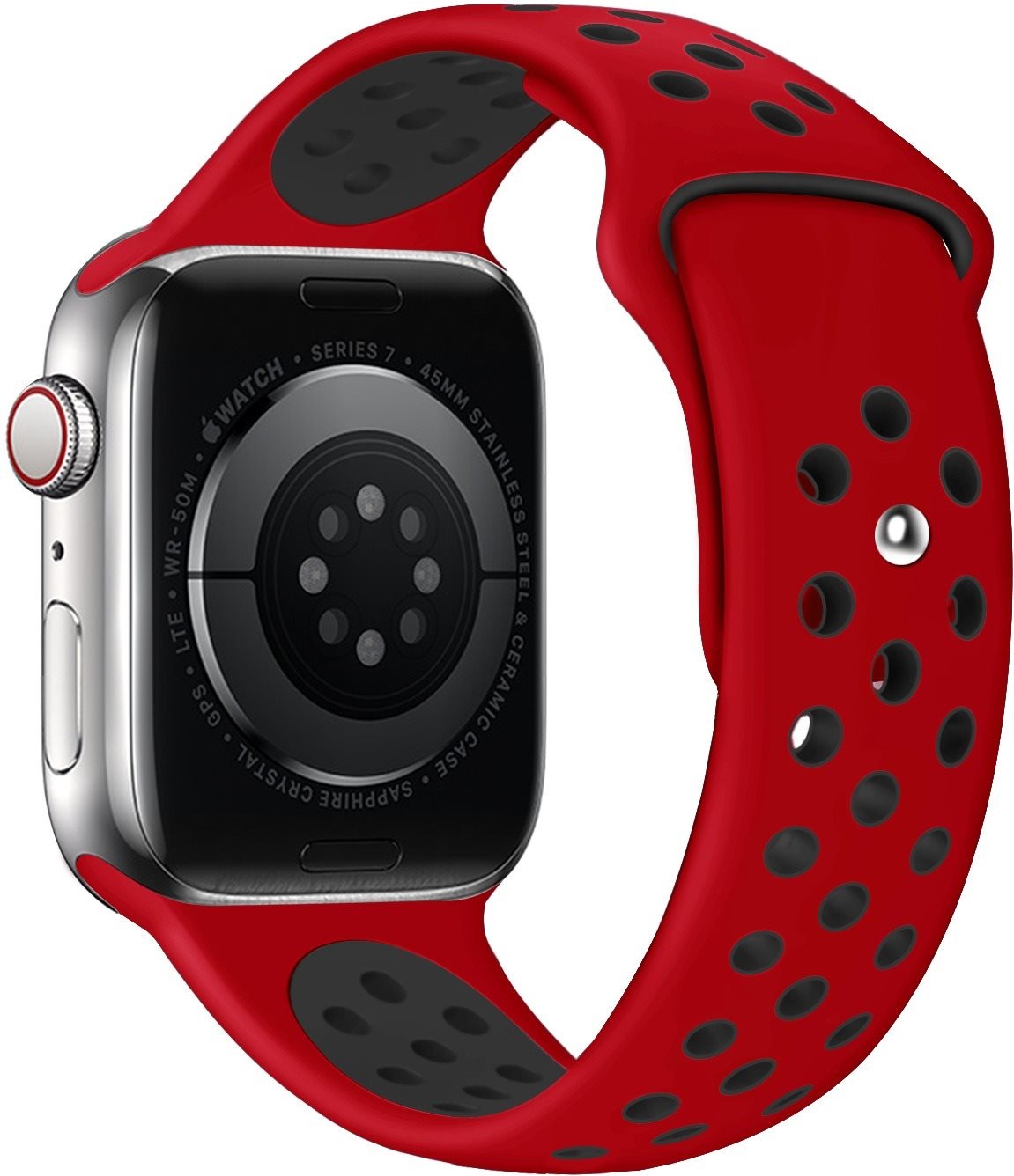 Eternico Sporty na Apple Watch 44mm / 45mm / 46mm / Ultra 49mm Pure Black and Red